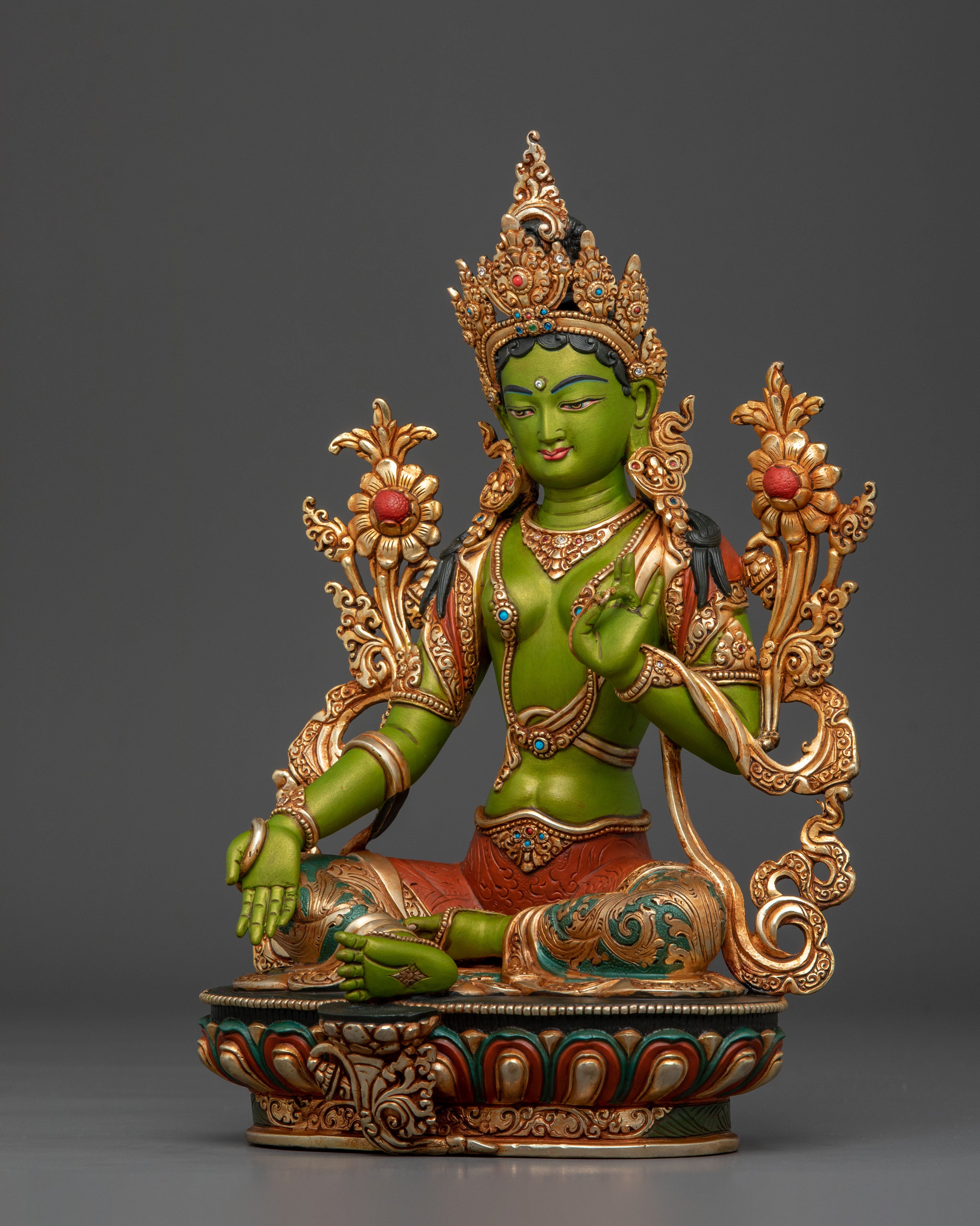 Green Tara Copper Statue | Handcrafted Serenity