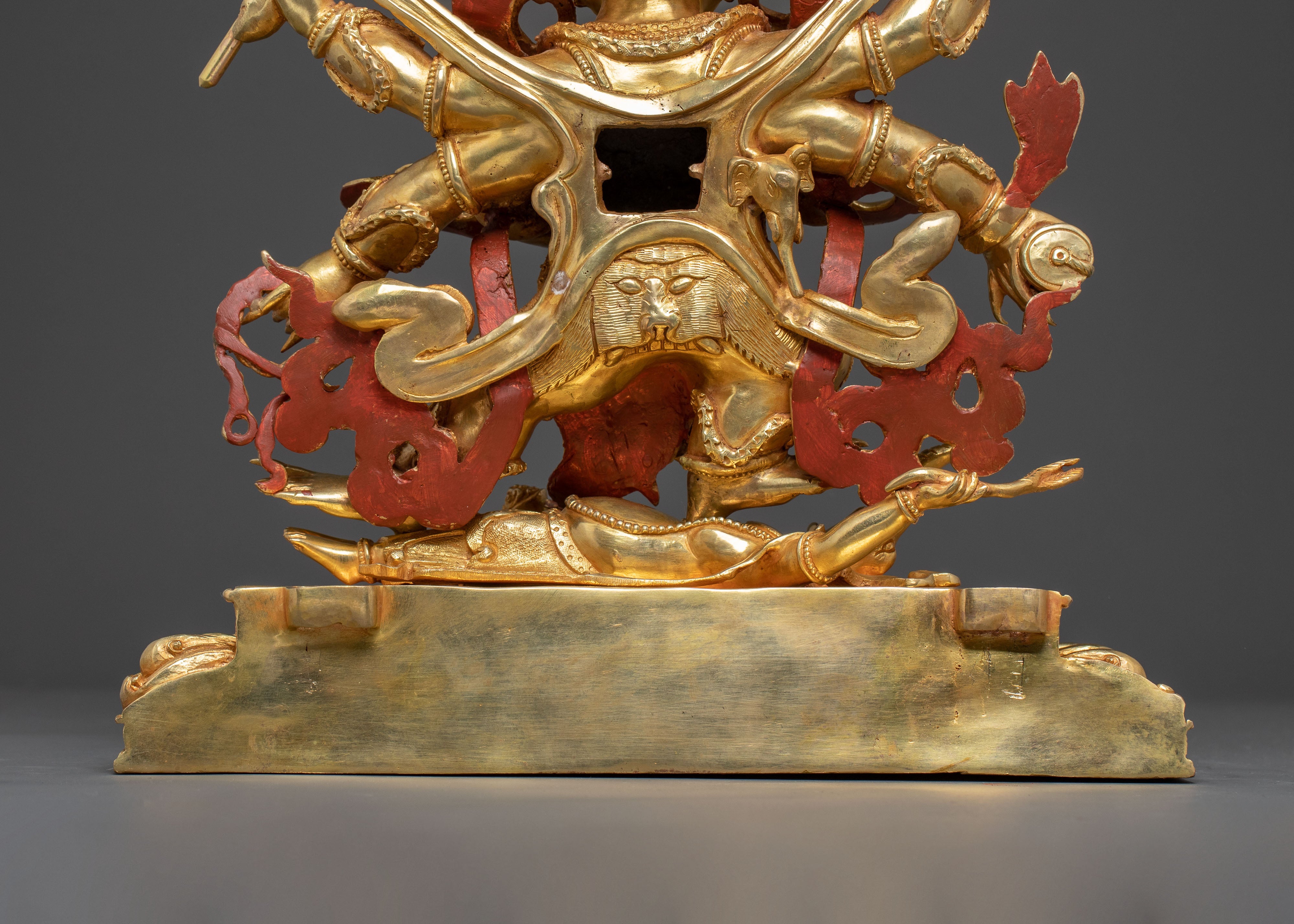 Handcrafted Six Armed Mahakala Copper Body Statue | Majestic Protector