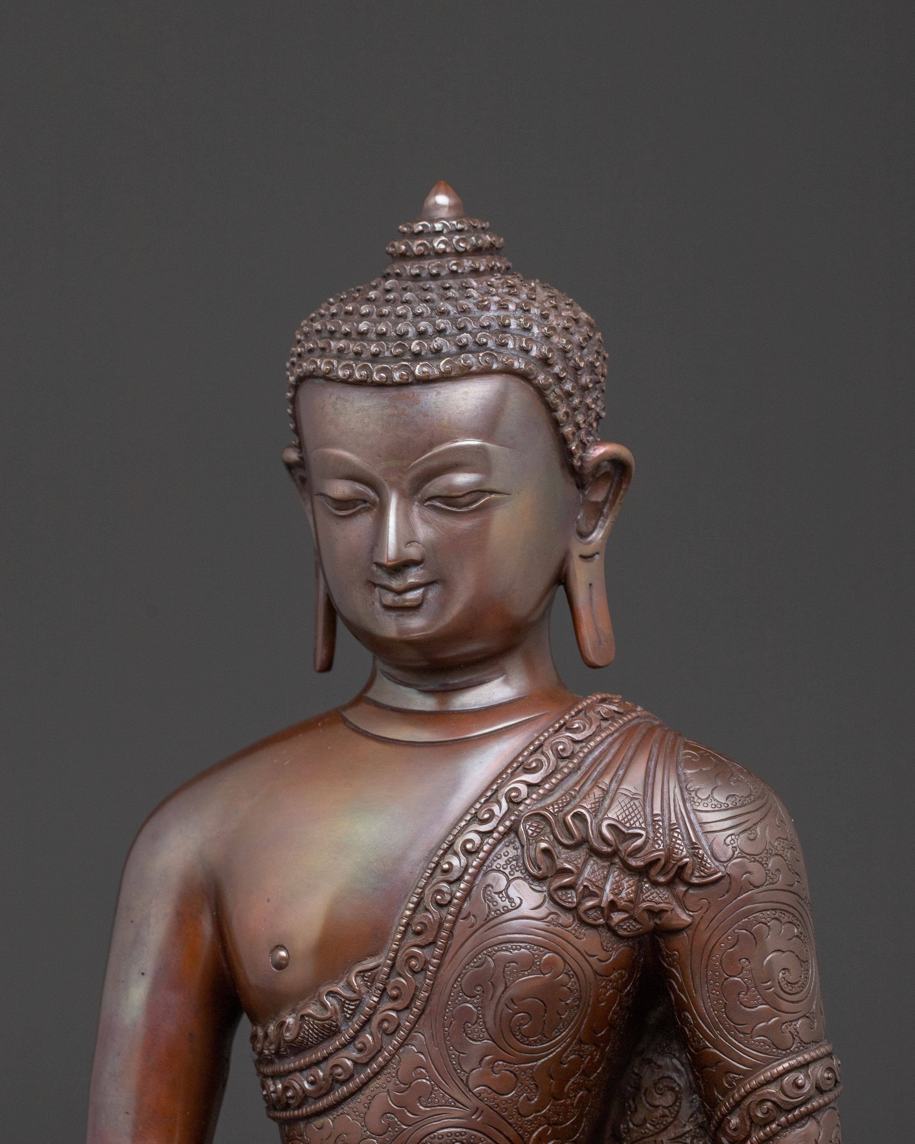 Tibetan Three Buddhas Statue Set – Oxidized Copper Serenity