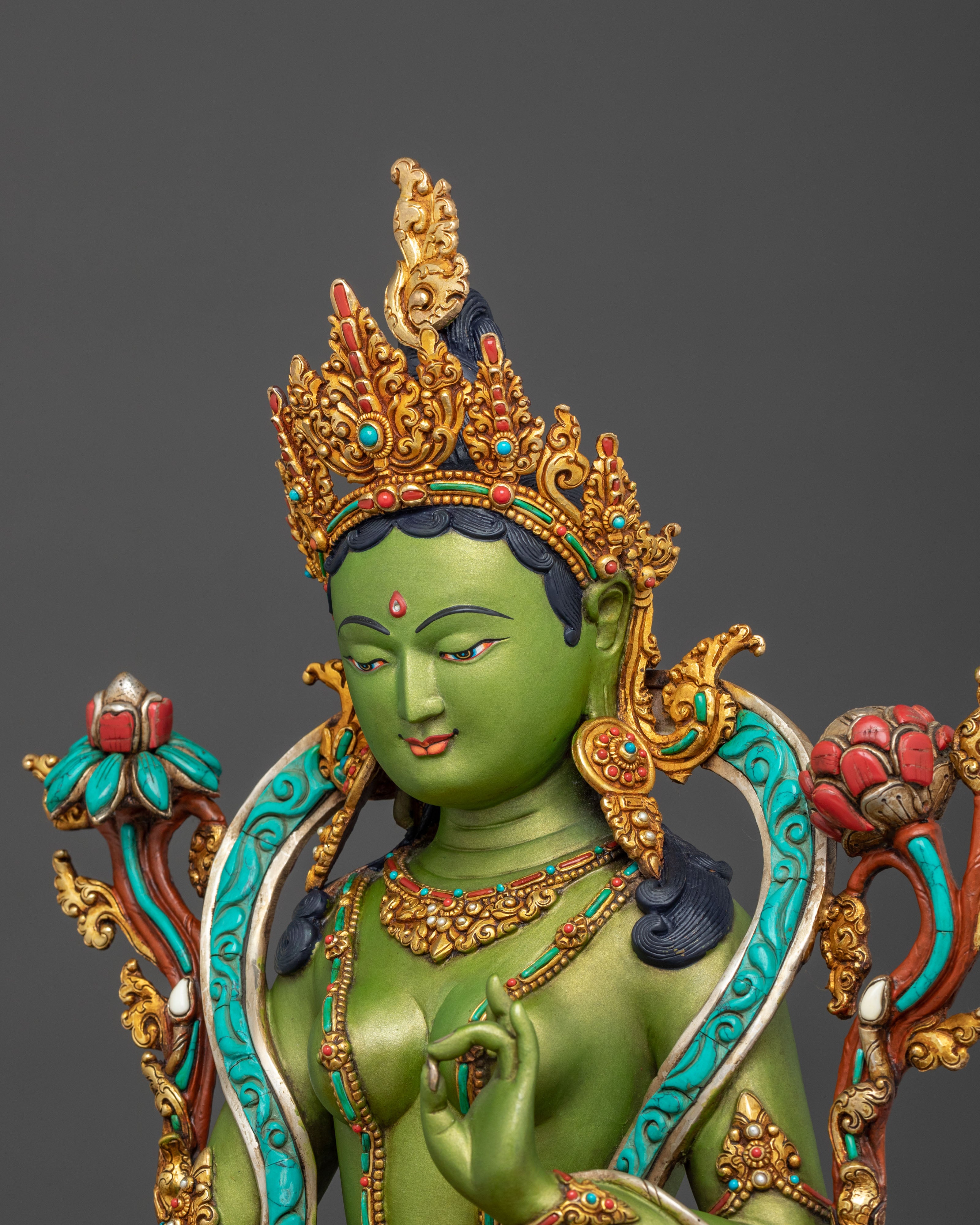 Green Tara Compassion Figure | 24K Gold Gilded Statue