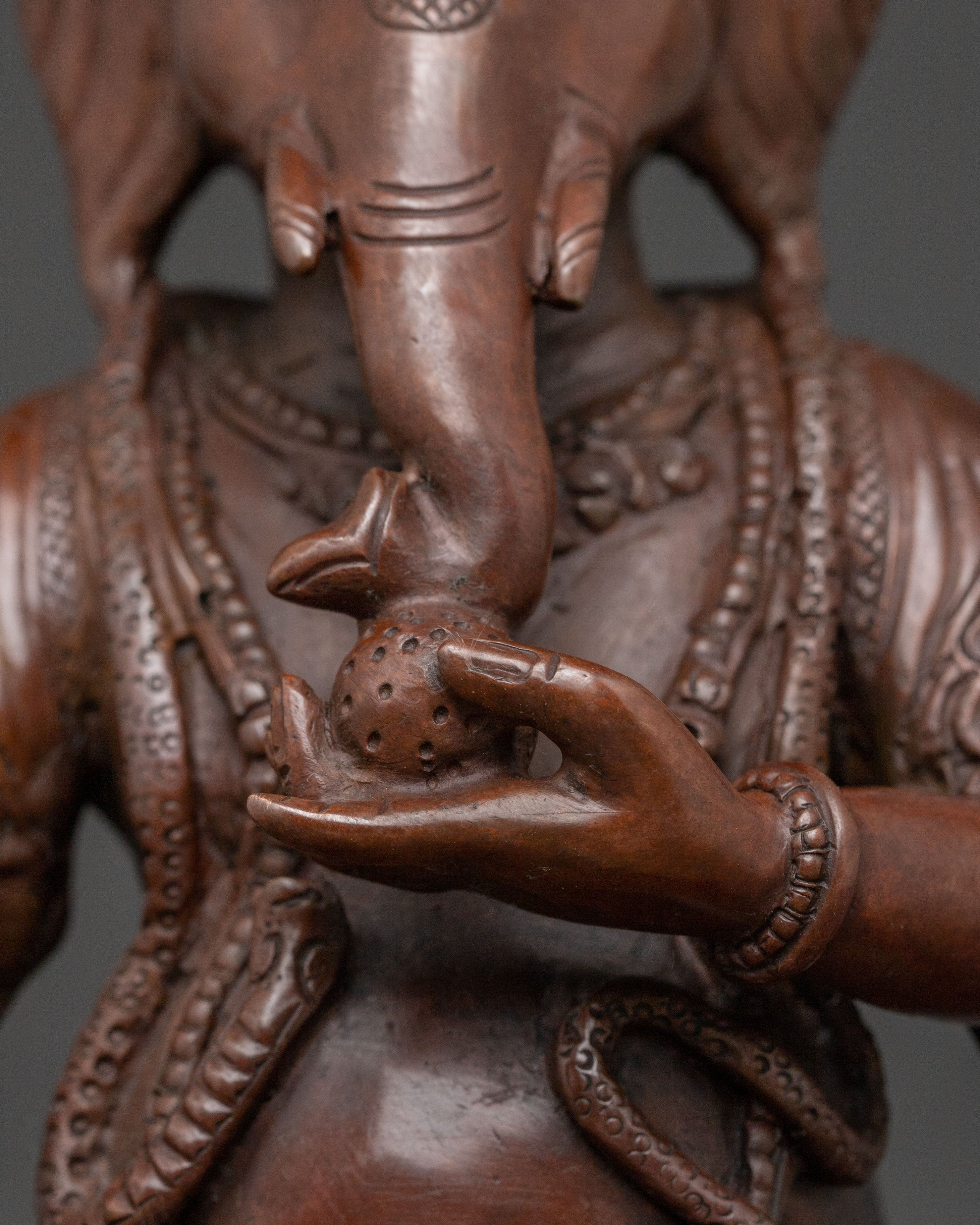 Oxidized Copper Statue of Ganesha: Remover of Obstacles