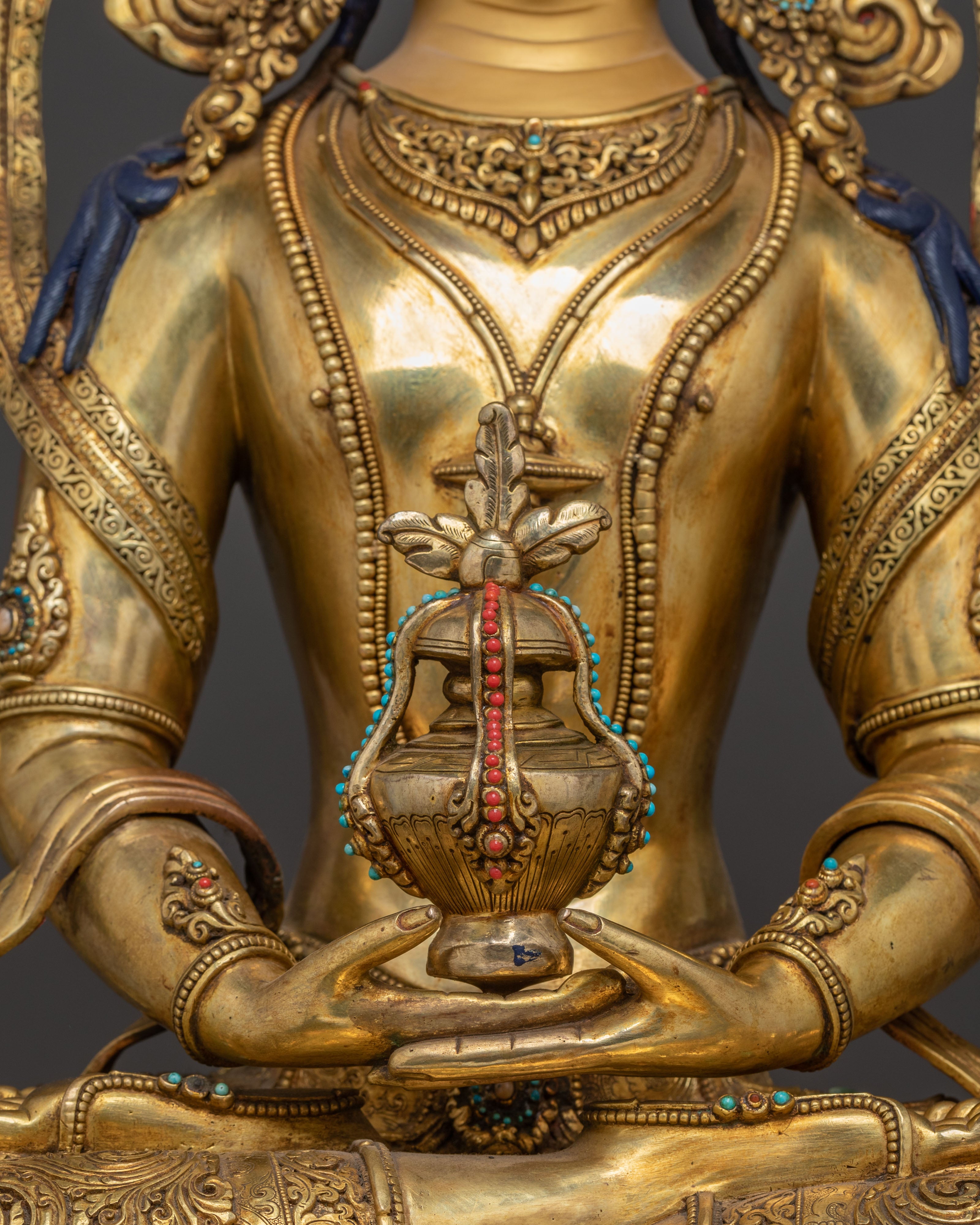 Amitayus Buddha Statue: 24K Gold Gilded | Symbol of Longevity