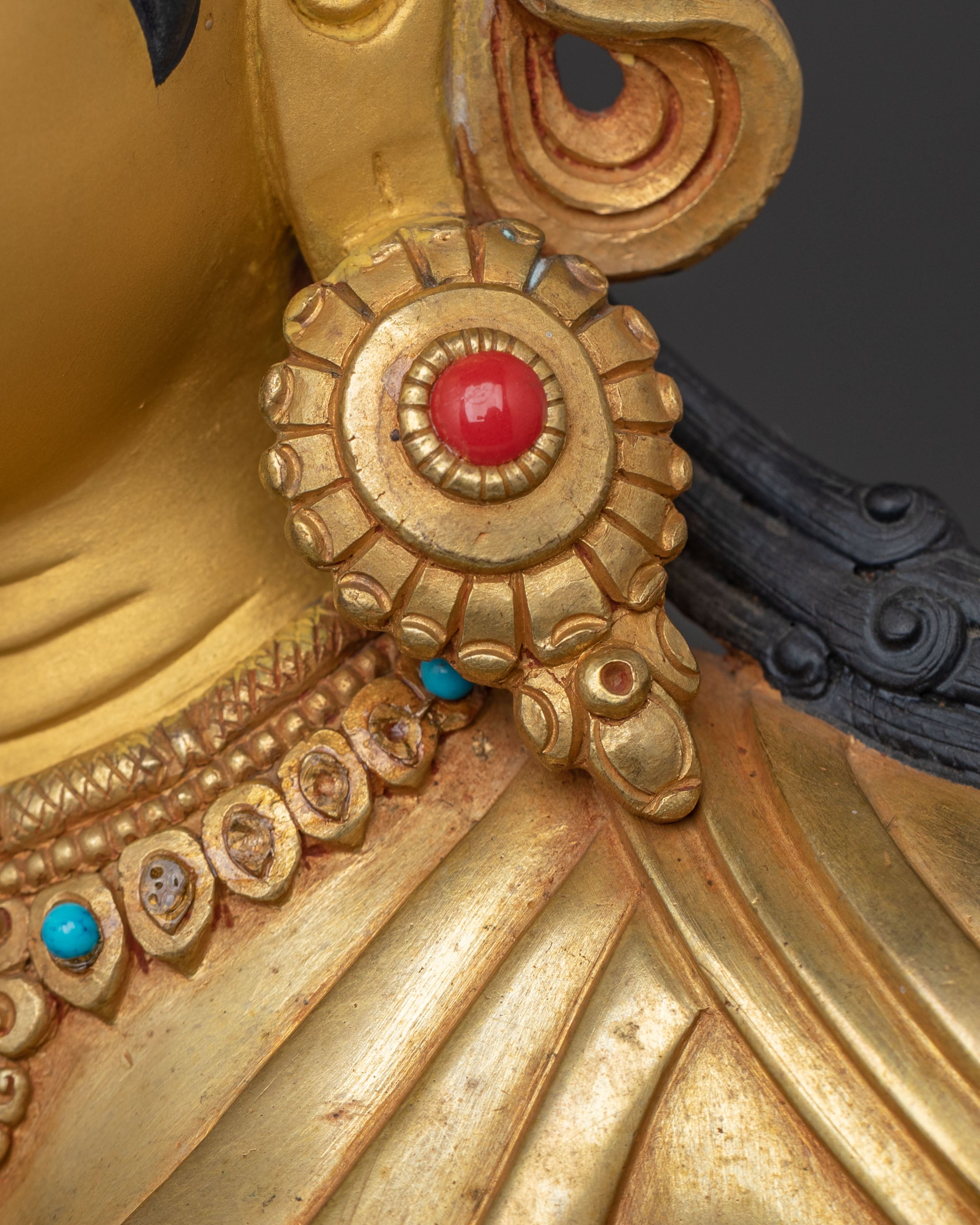 Divine Green Tara Golden Statue | 24k Gold Gilded Copper Figure