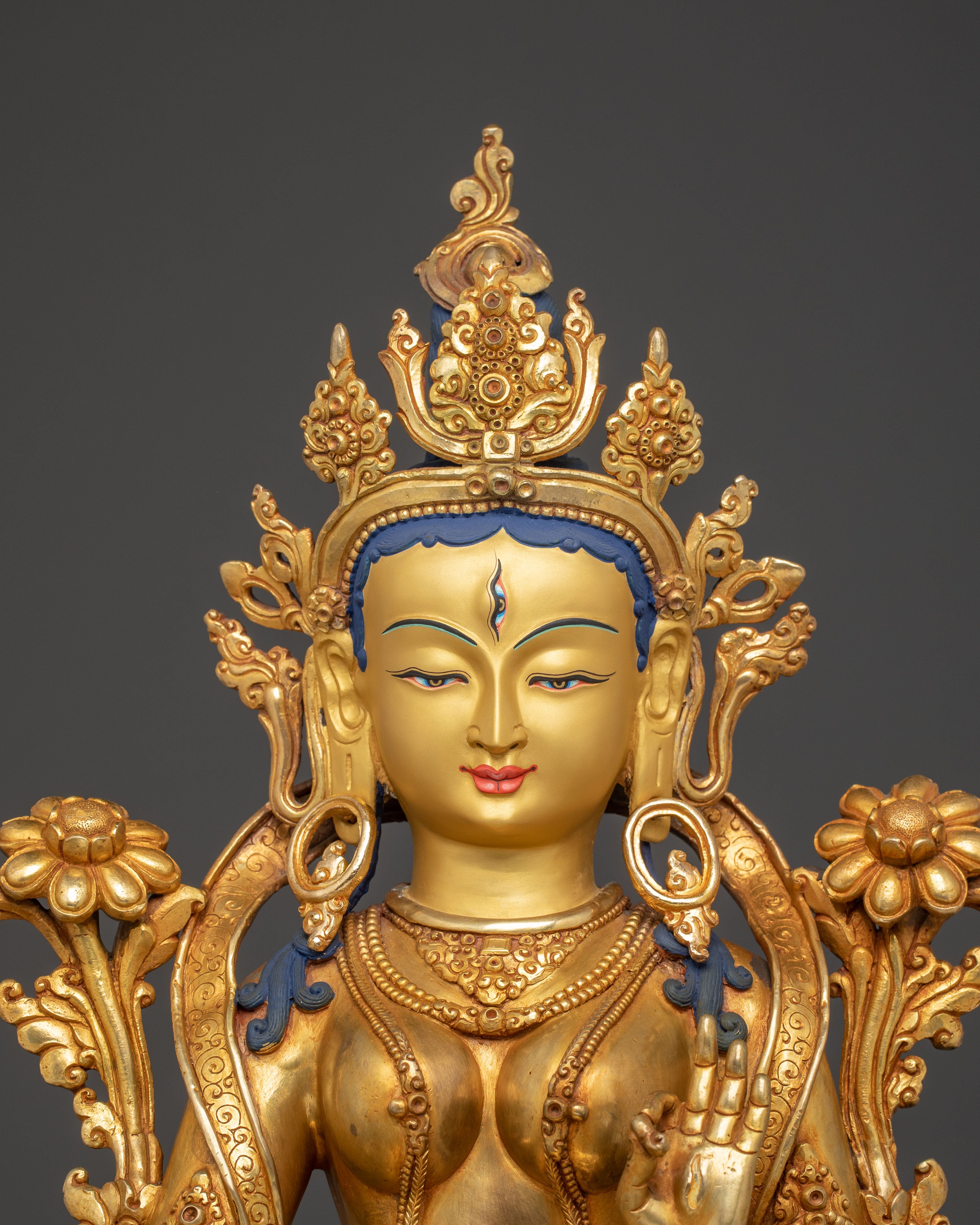 Divine White Tara Statue: Seven Eyed Goddess