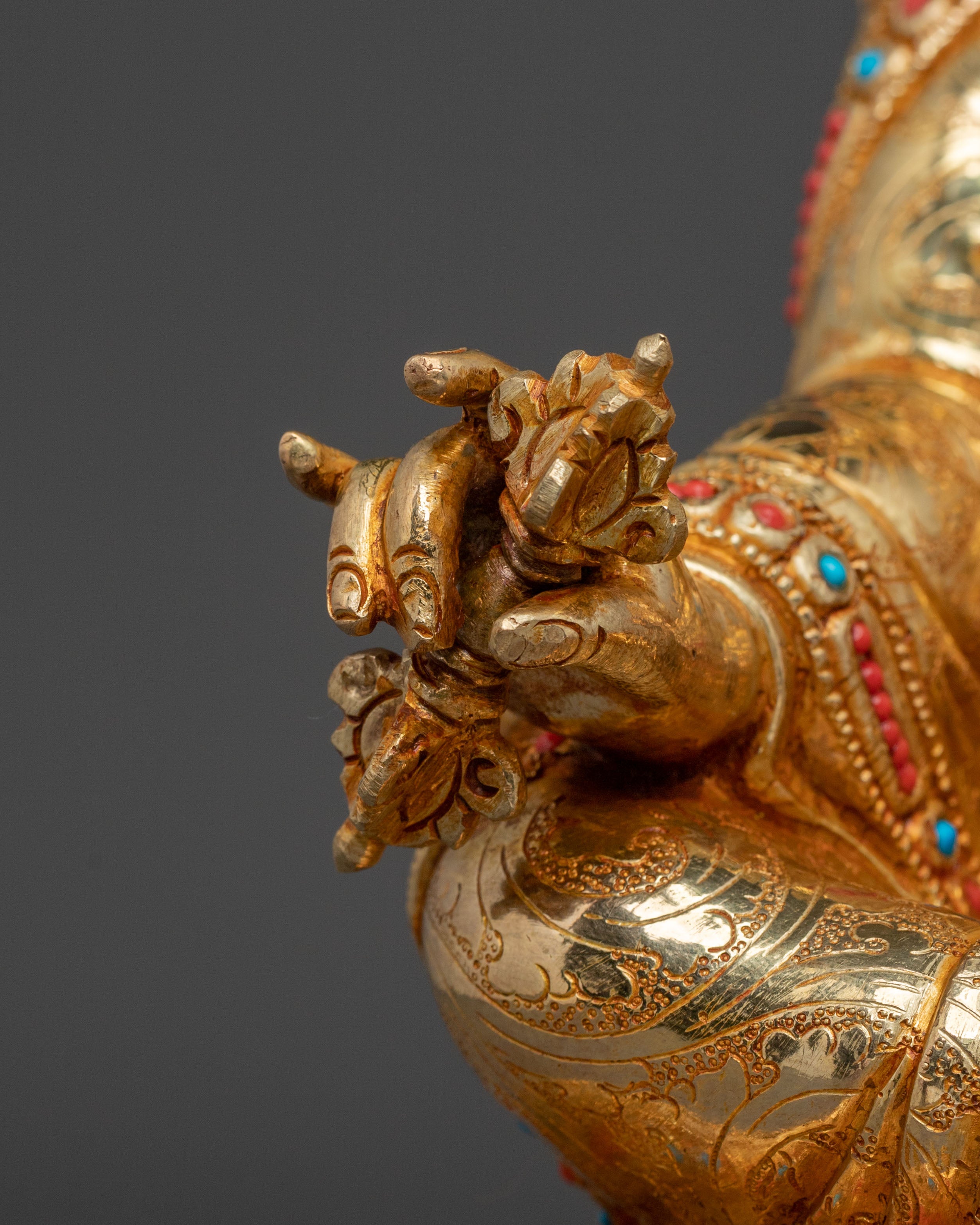 Guru Rinpoche Tibetan Figurine | 24K Gold Gilded Statue