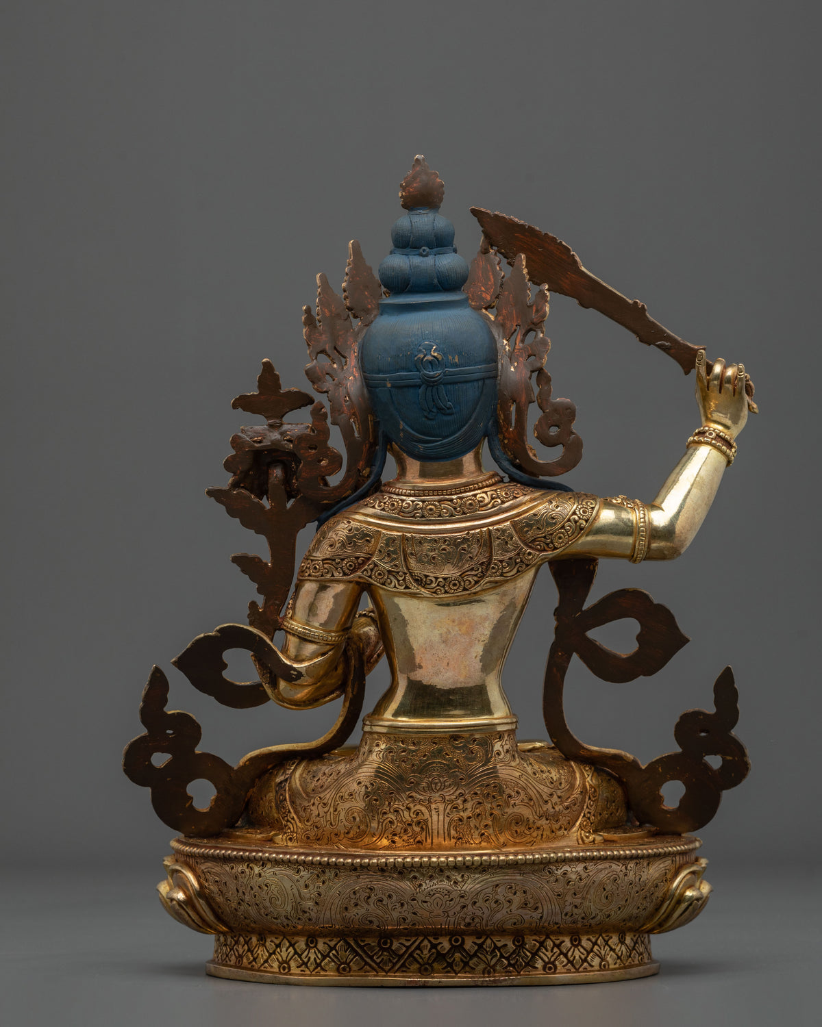 Manjughoṣa 24K Gold Gilded Sculpture | Copper Figurine