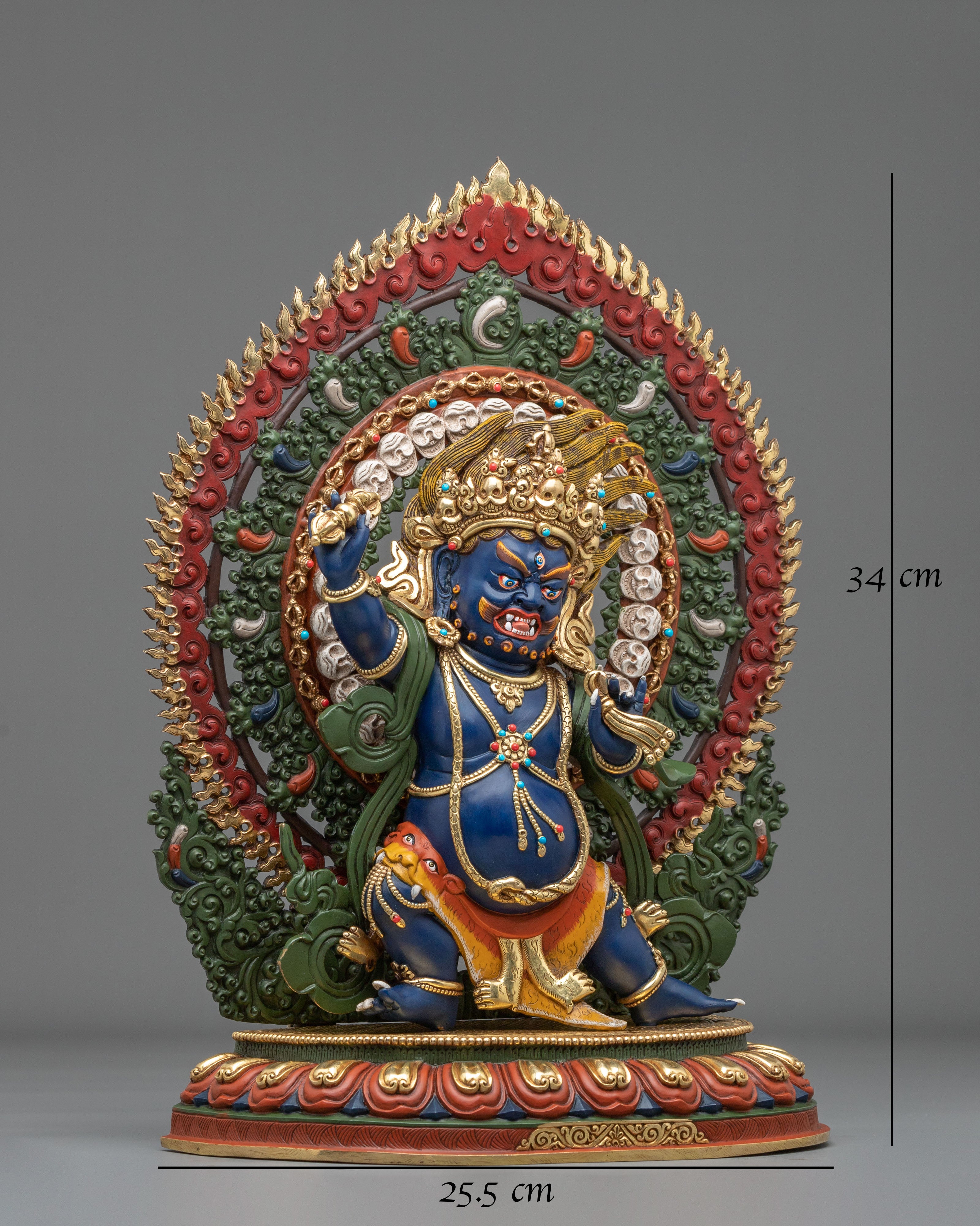Copper Vajrapani Statue with Gold and Acrylic Painting | Buddhist Guardian