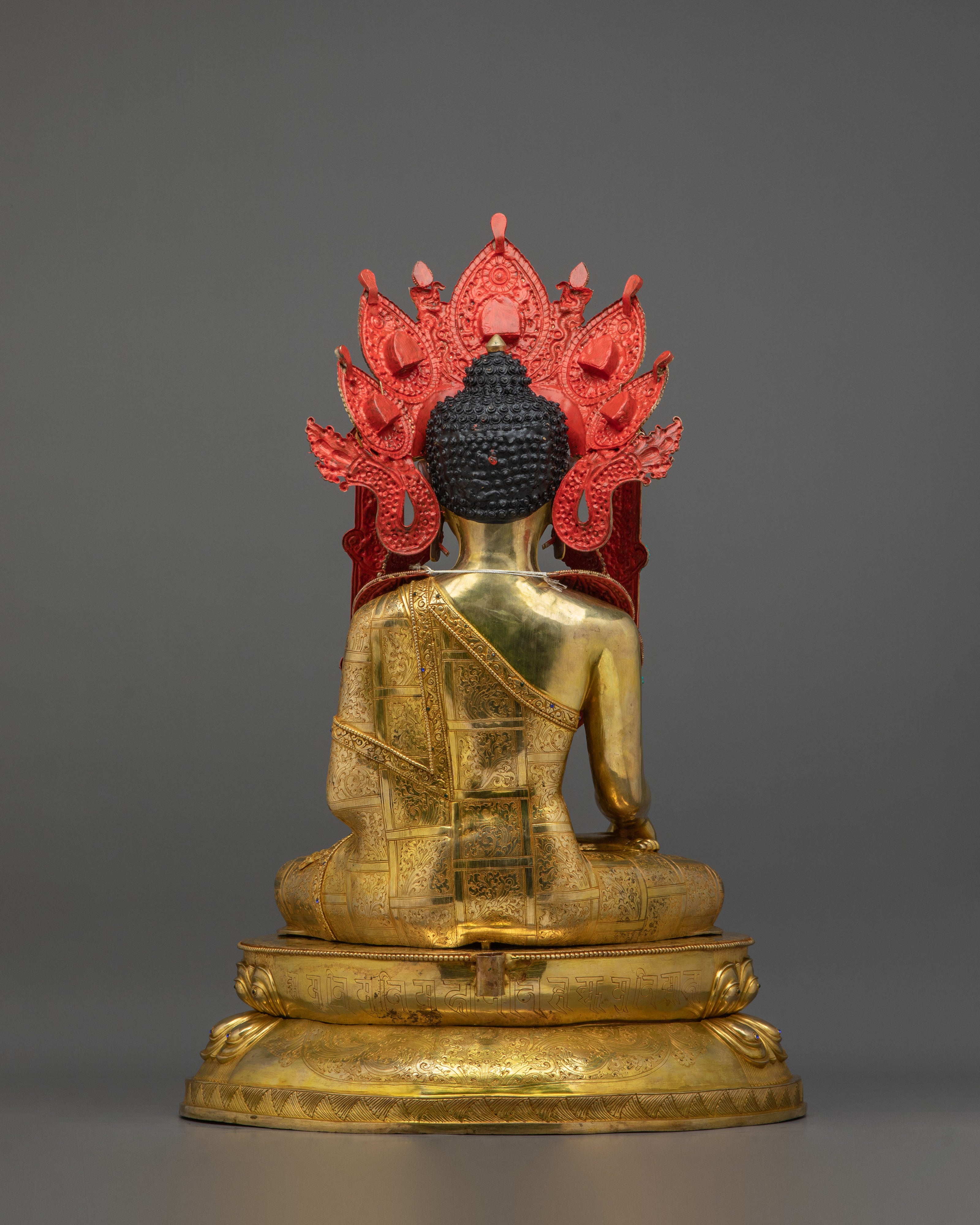 Crown Shakyamuni Buddha Sculpture | 24K Gold Gilded Figurine
