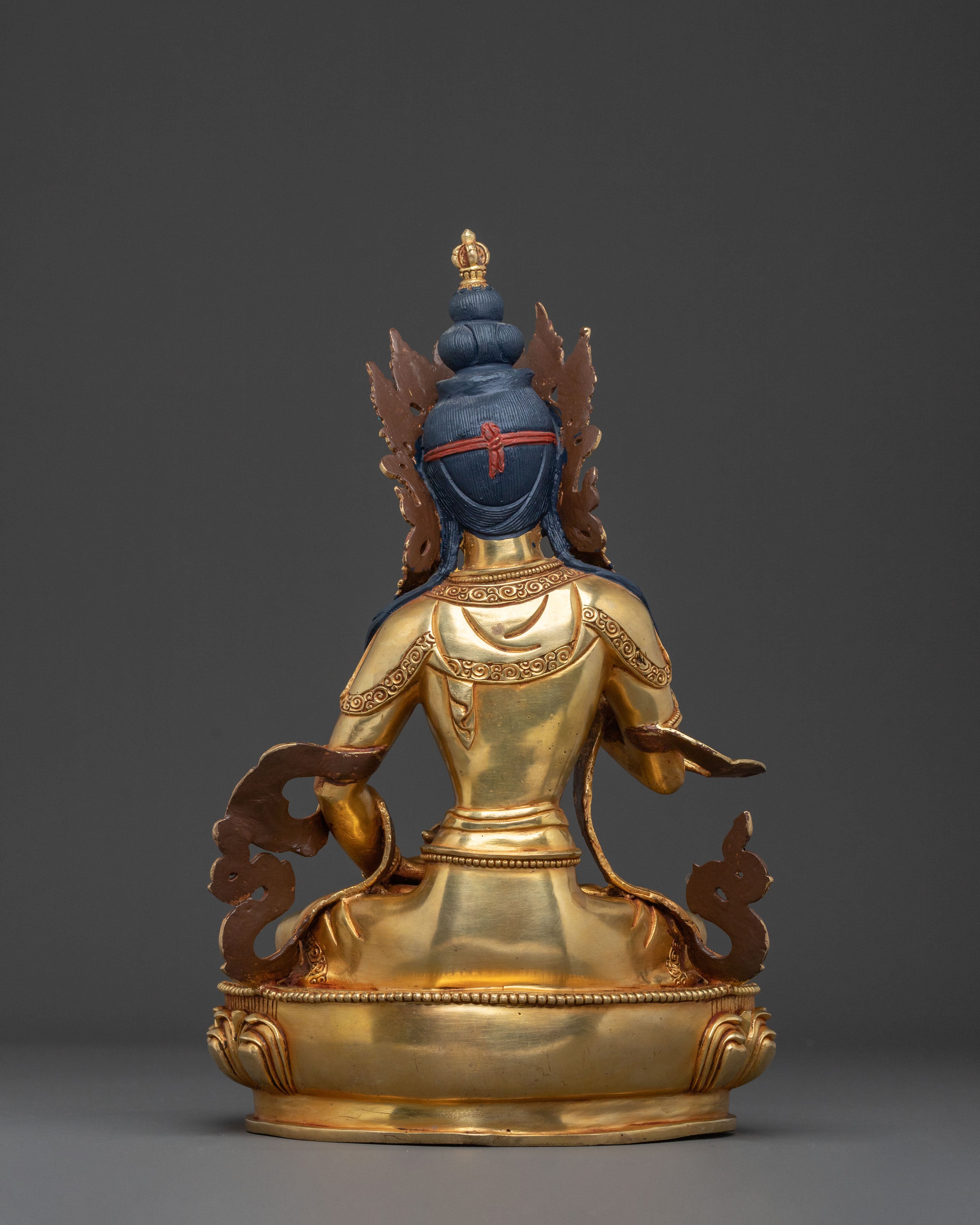 Sacred Vajrasattva Buddhist Sculpture: 24K Gold Gilded
