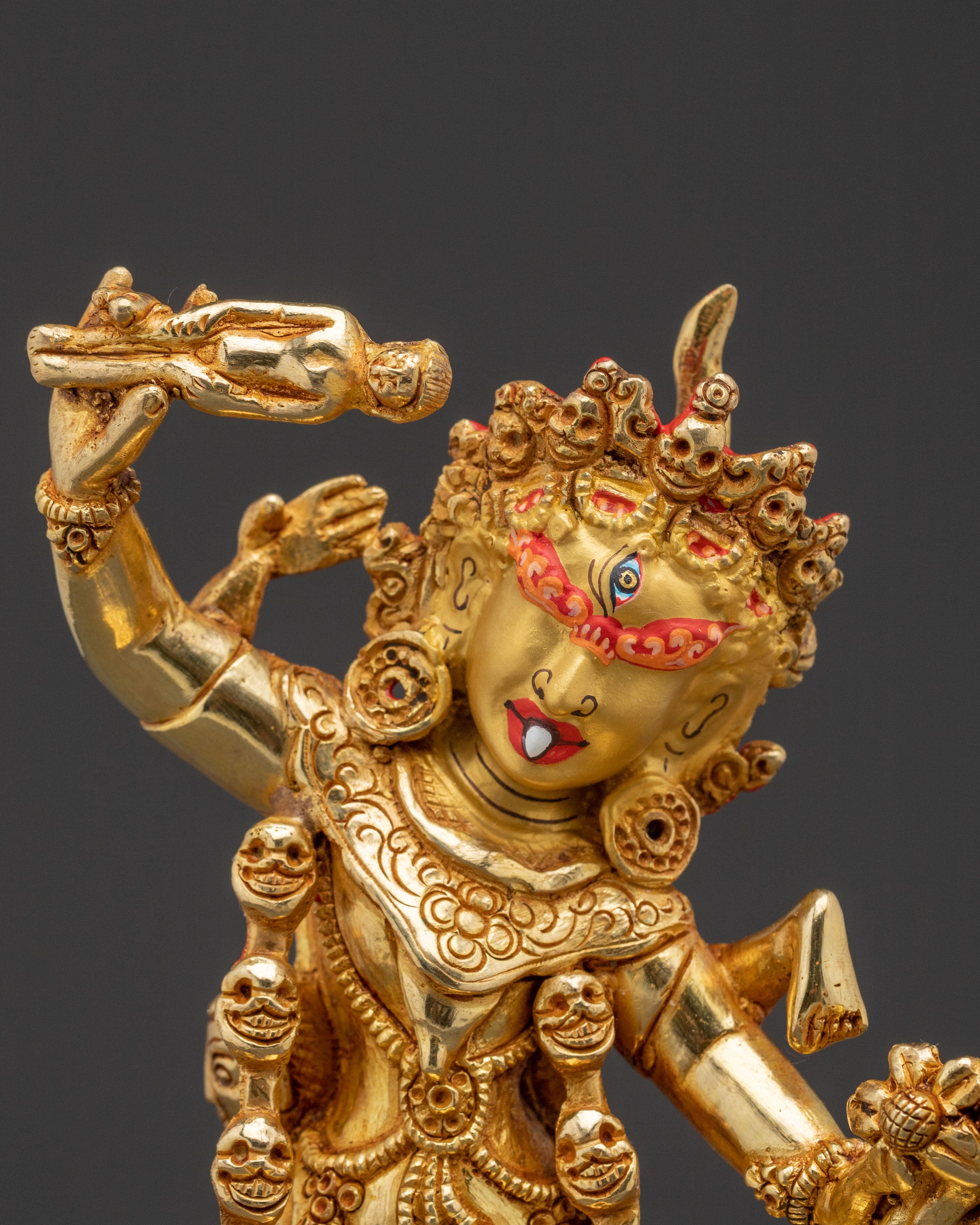 24k Gold Gilded Ekajati Statue: Fierce Protector