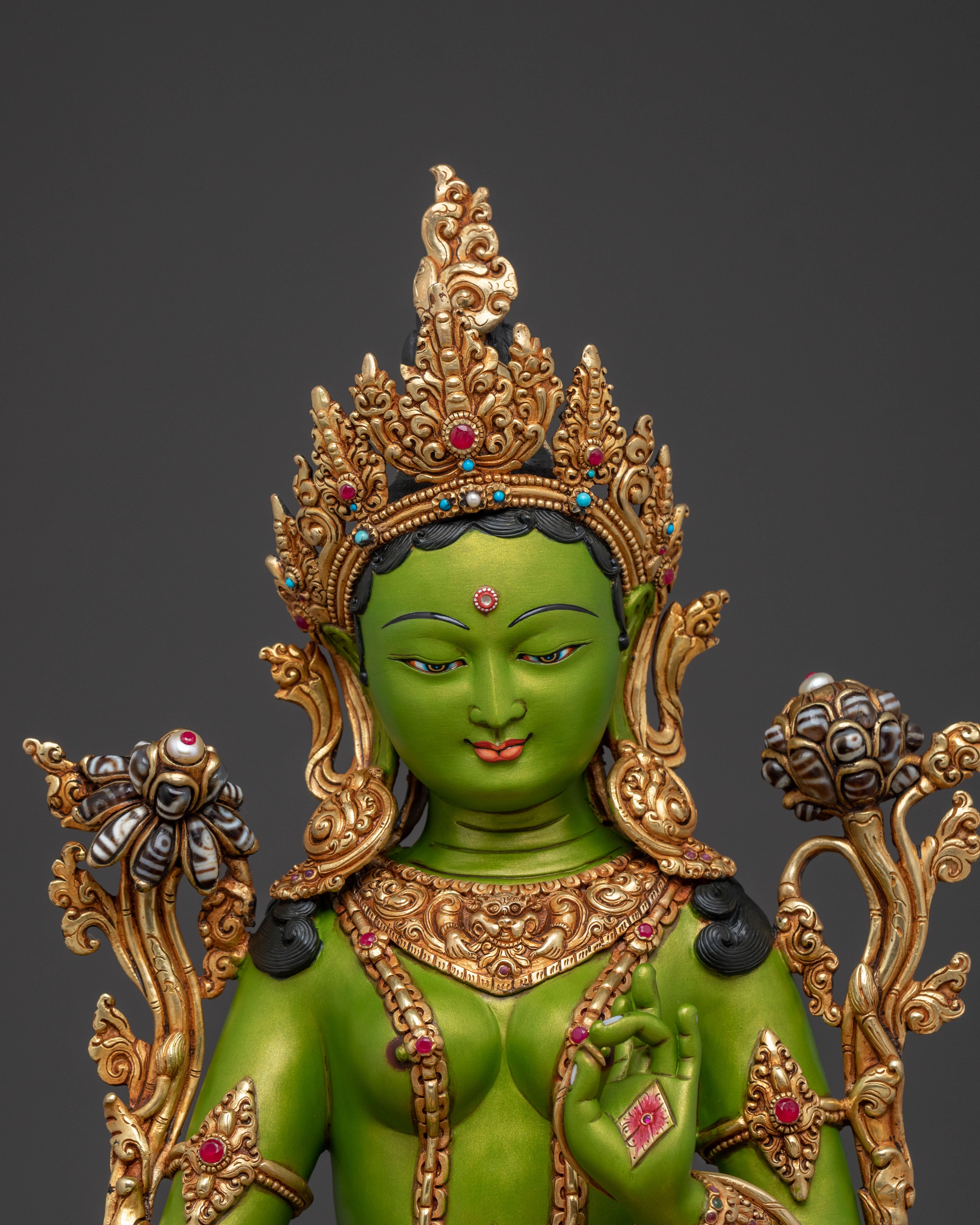 Green Tara Copper Statue | Goddess of Compassion