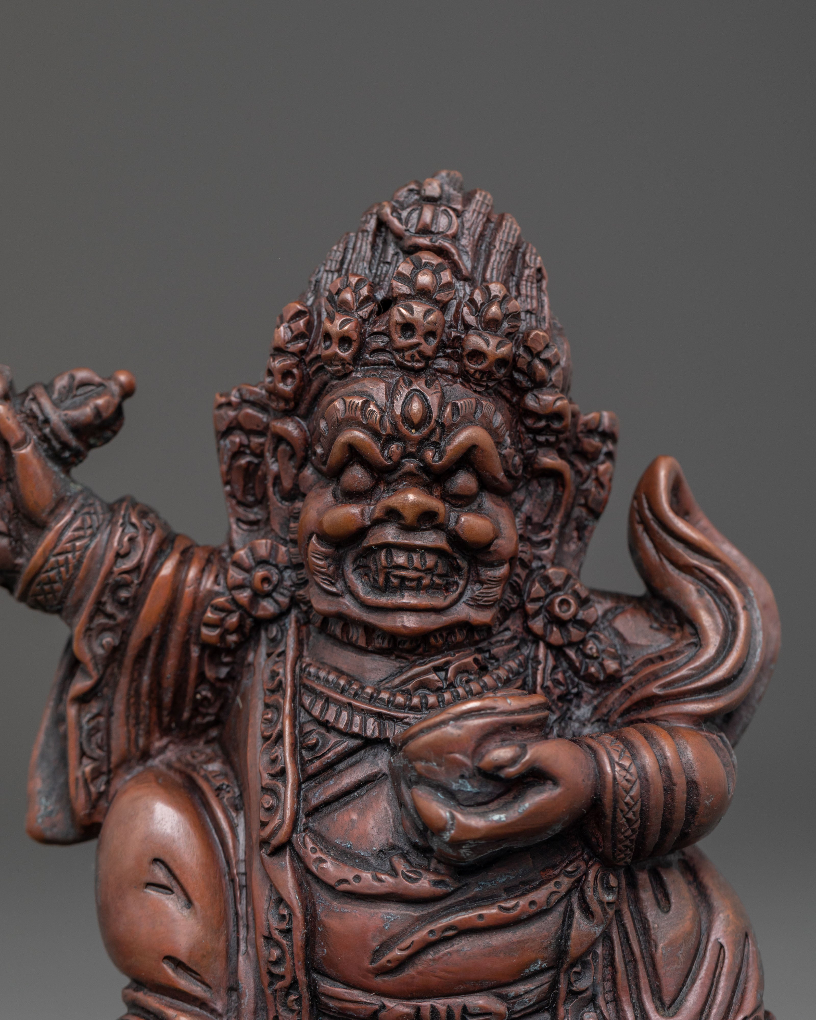 Mahakala Bernakchen Fierce Protector Statue | Oxidized Copper Masterpiece
