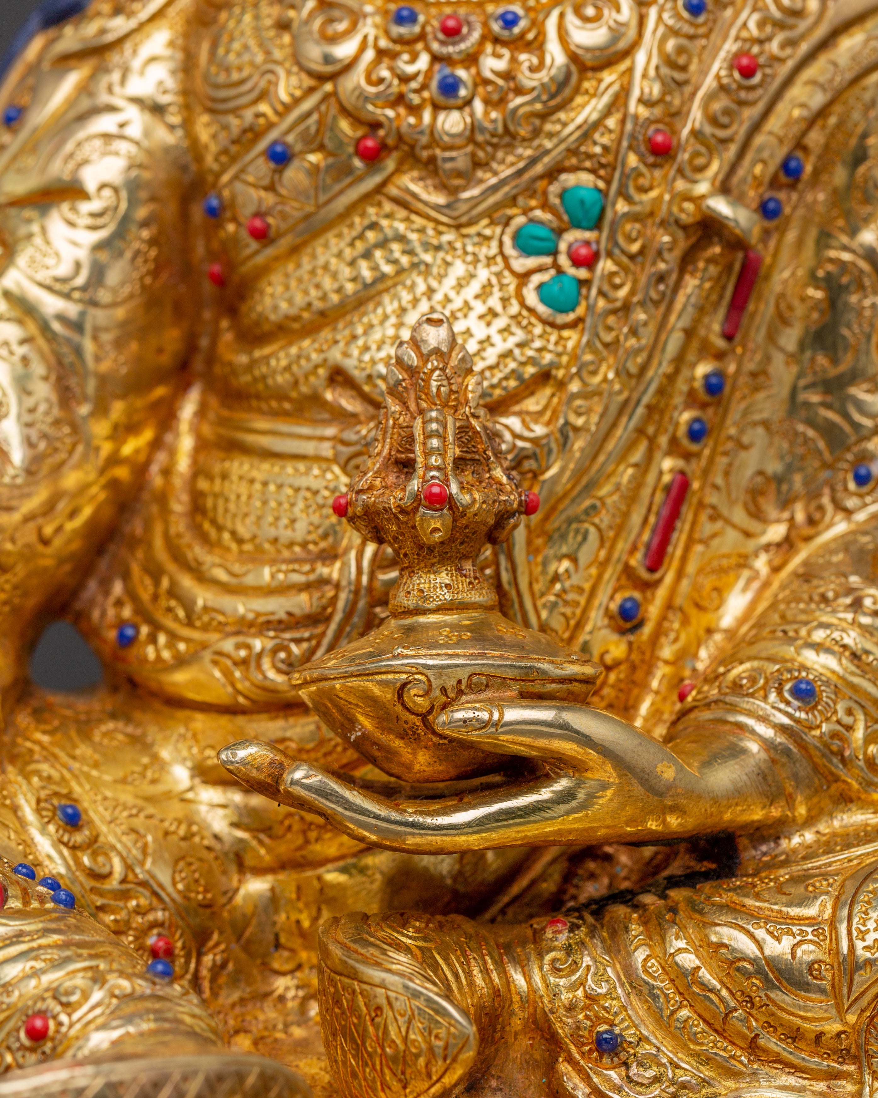 Padmasambhava Enlightened Guide Statue - Hand-Gilded Copper Statue