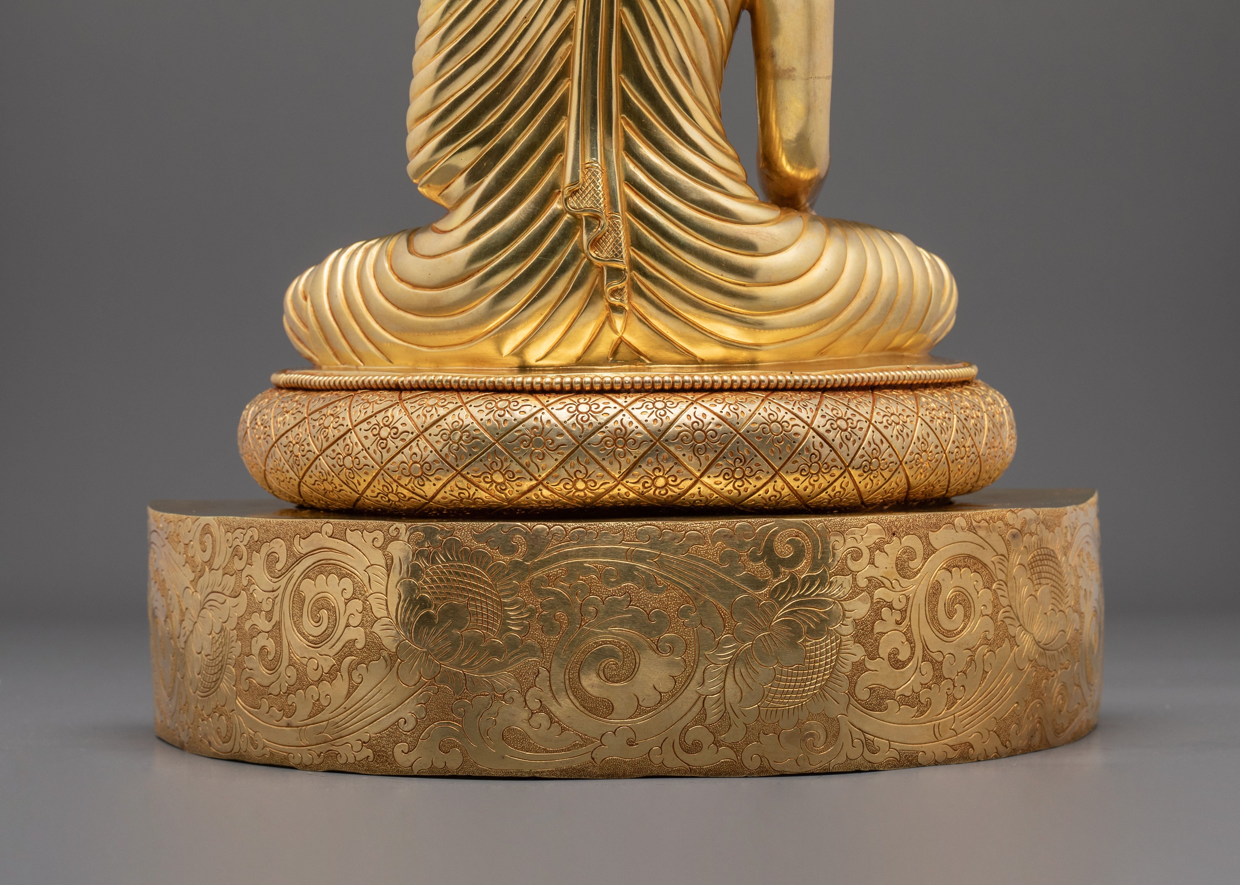 Gautama Buddha 24K Gold Gilded Sculpture: Divine Serenity