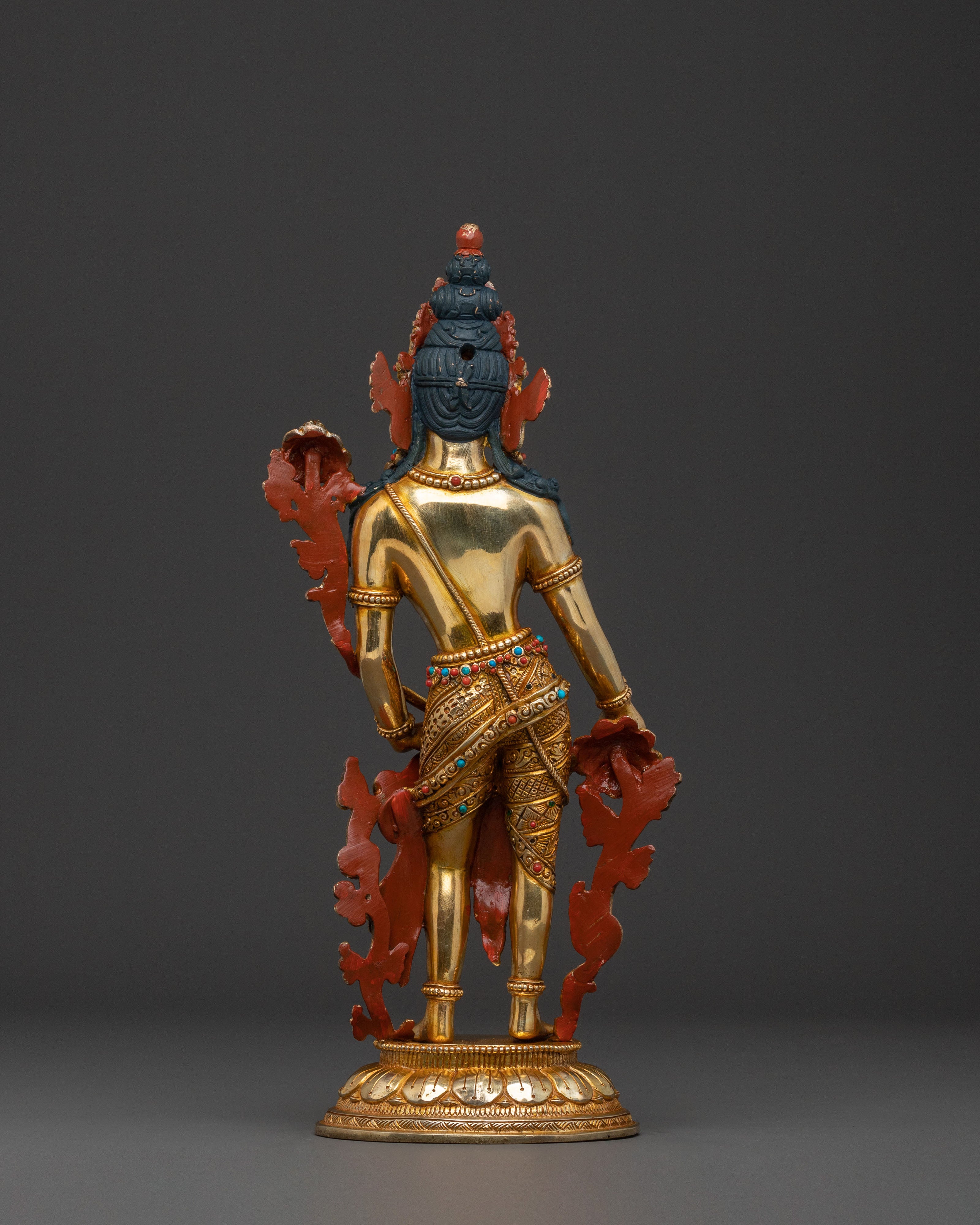 Padmapani Lokesvara Statue: 24K Gold Gilded
