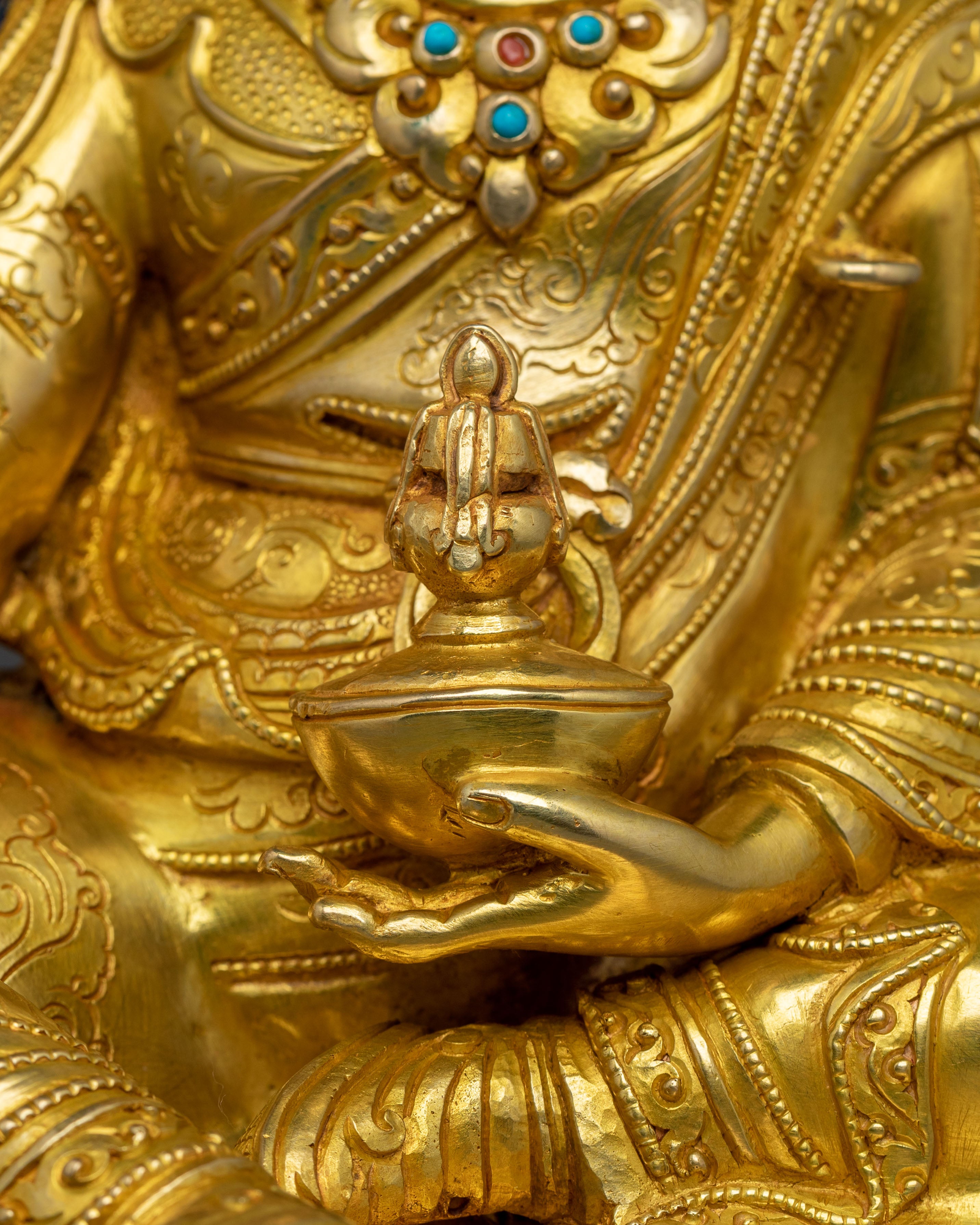 The Second Buddha Padmasambhava Sculpture in Gilded Gold