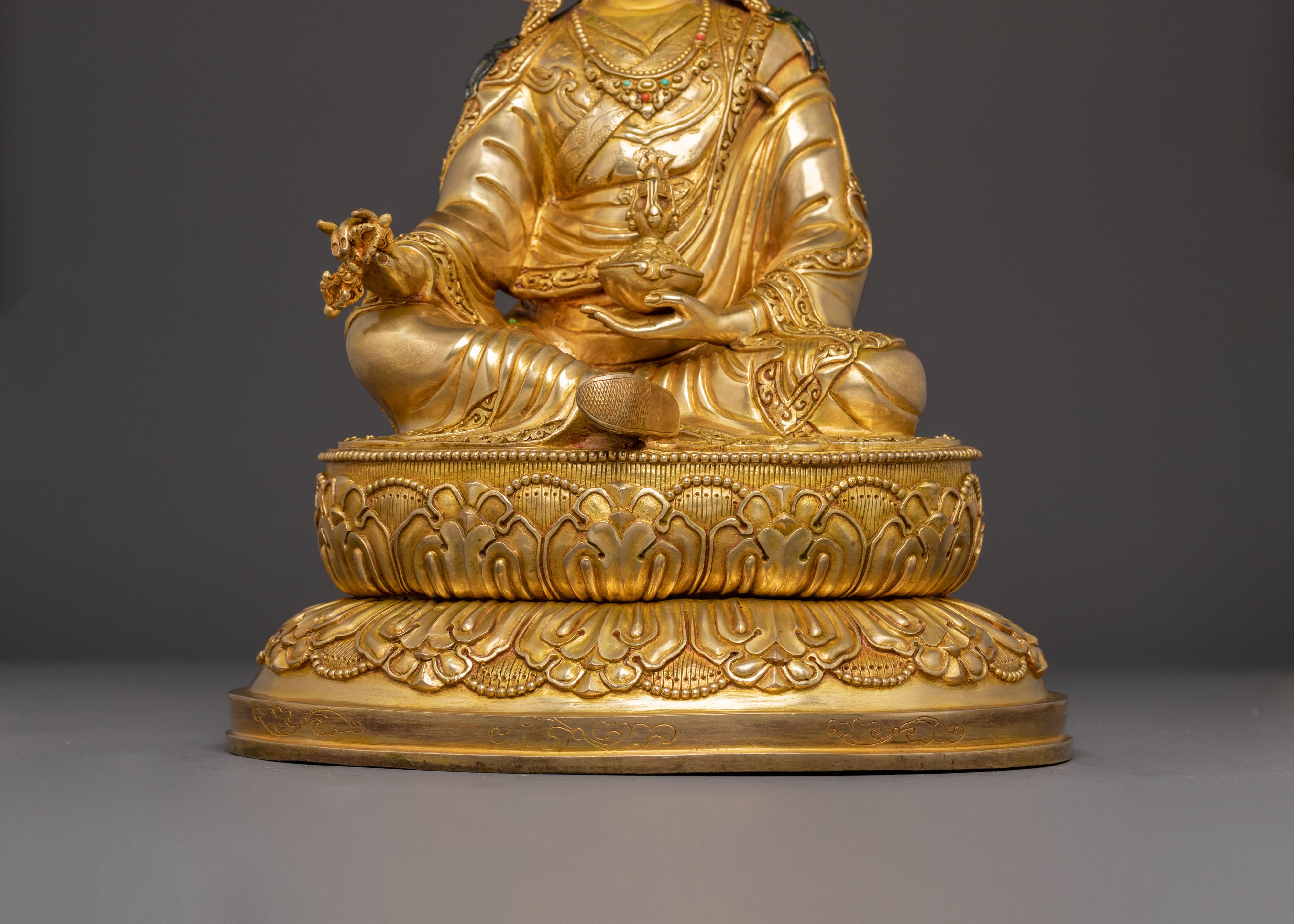 Himalayan Golden Guru Rinpoche Statue | A Sacred Legacy in 24K Gold