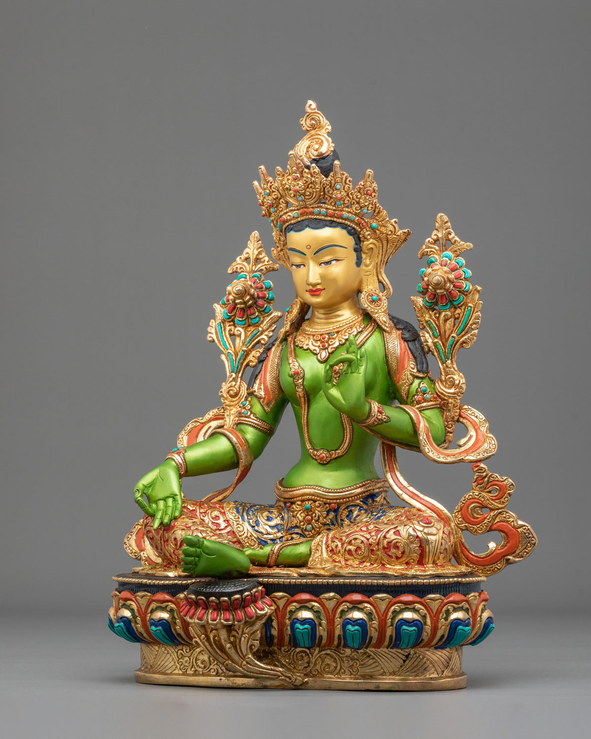 Goddess Green Tara Statue | Copper Figurine