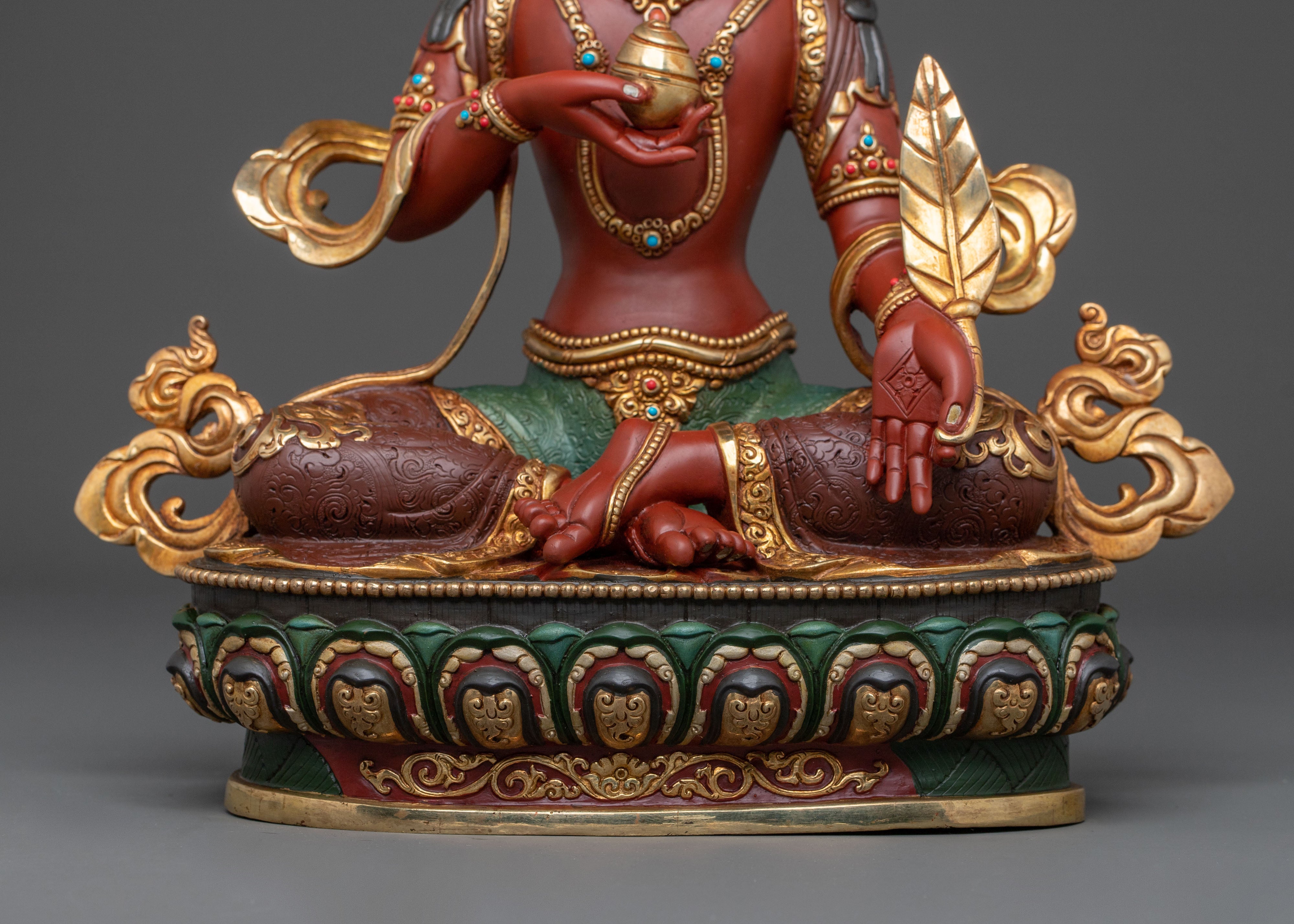 24K Gold Gilded Ksitigarbha Statue | Spiritual Figurine