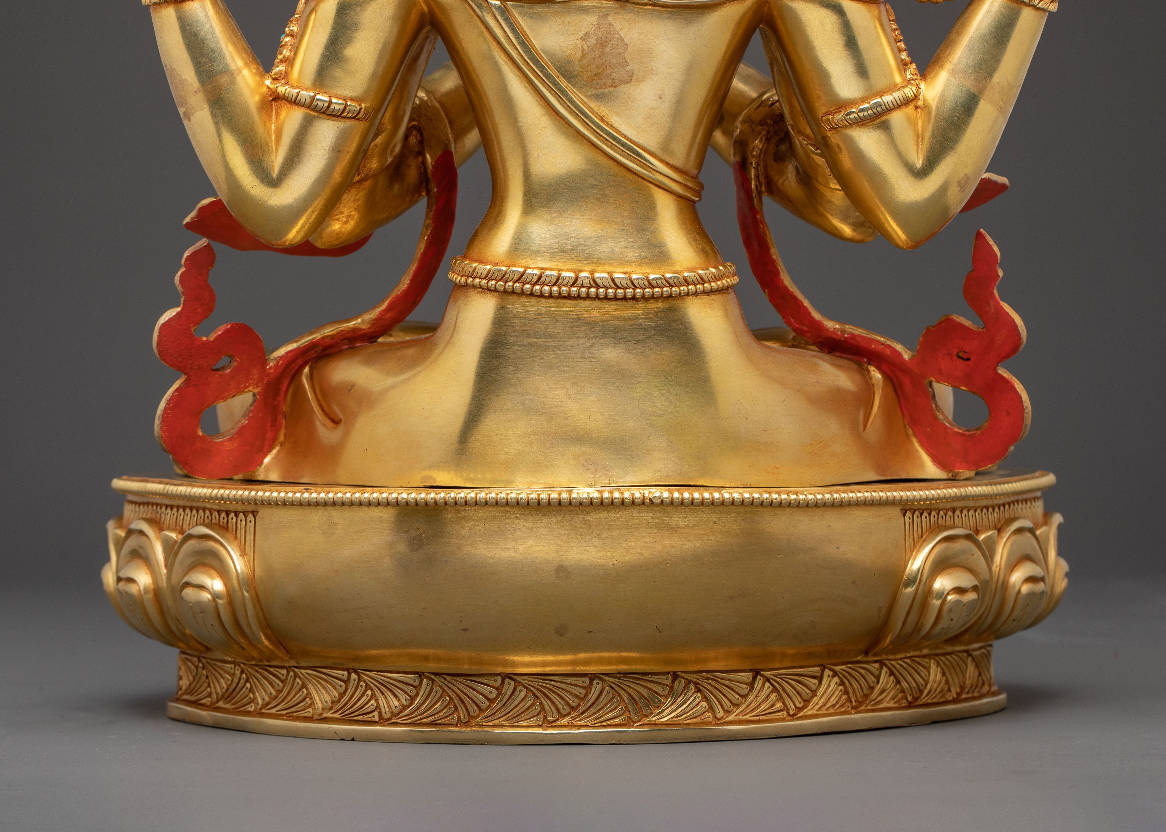 Chenrezig Handcrafted Golden Statue | Sacred Figure for Altar