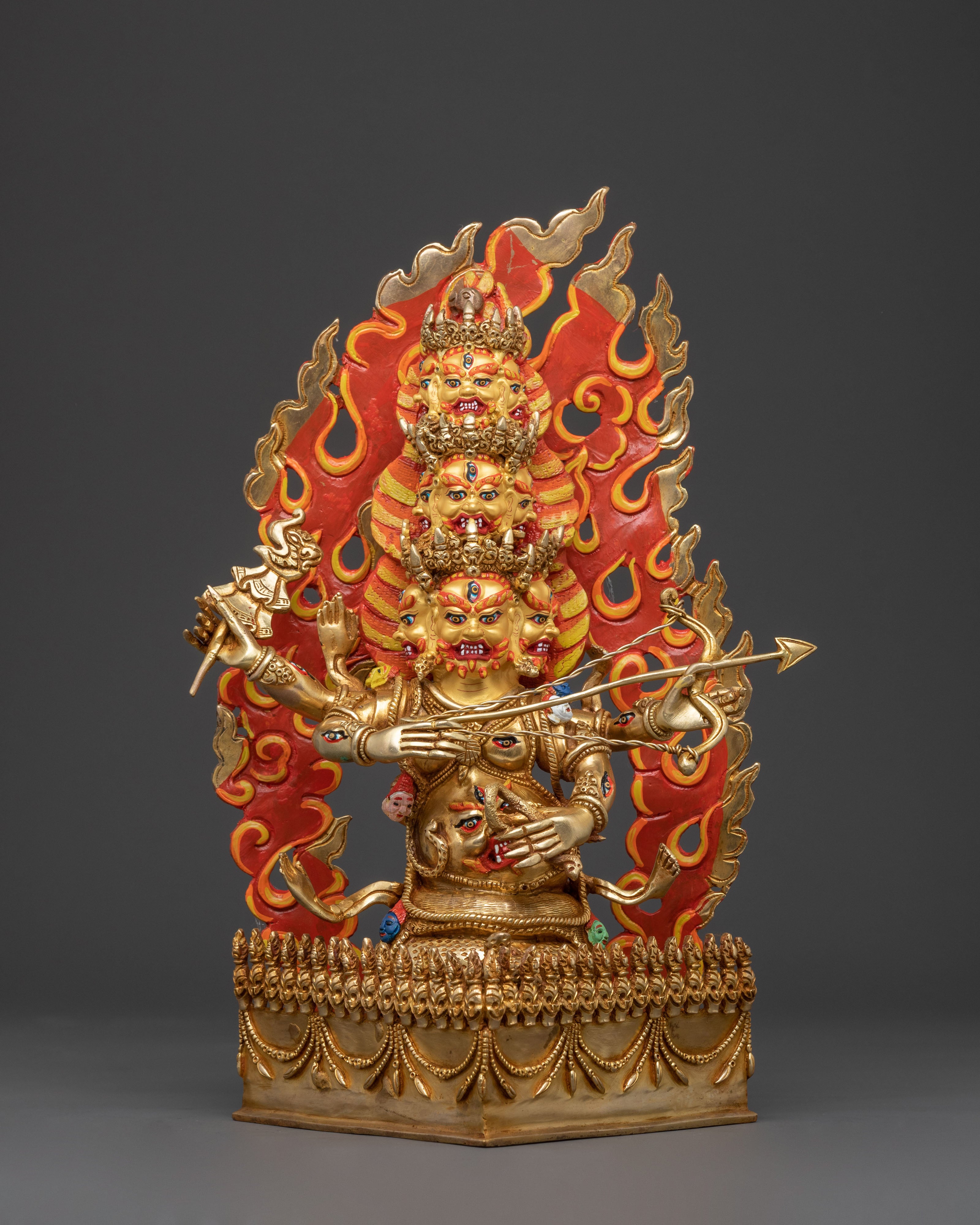 Rahula Wrathful Statue: Fierce Tantric Protector Deity