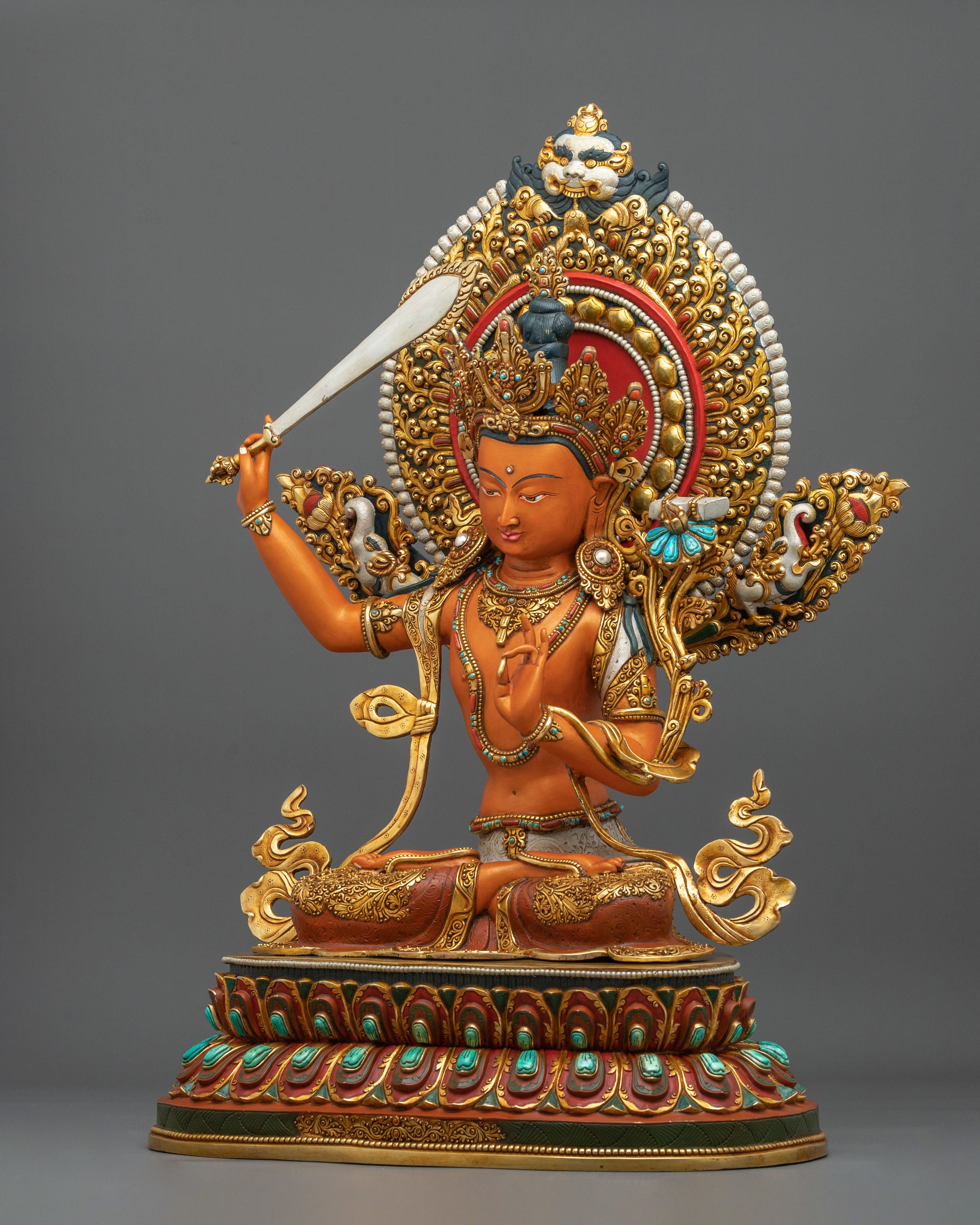 Manjushri Statue with 24K Gold Gilding | Made in Nepal