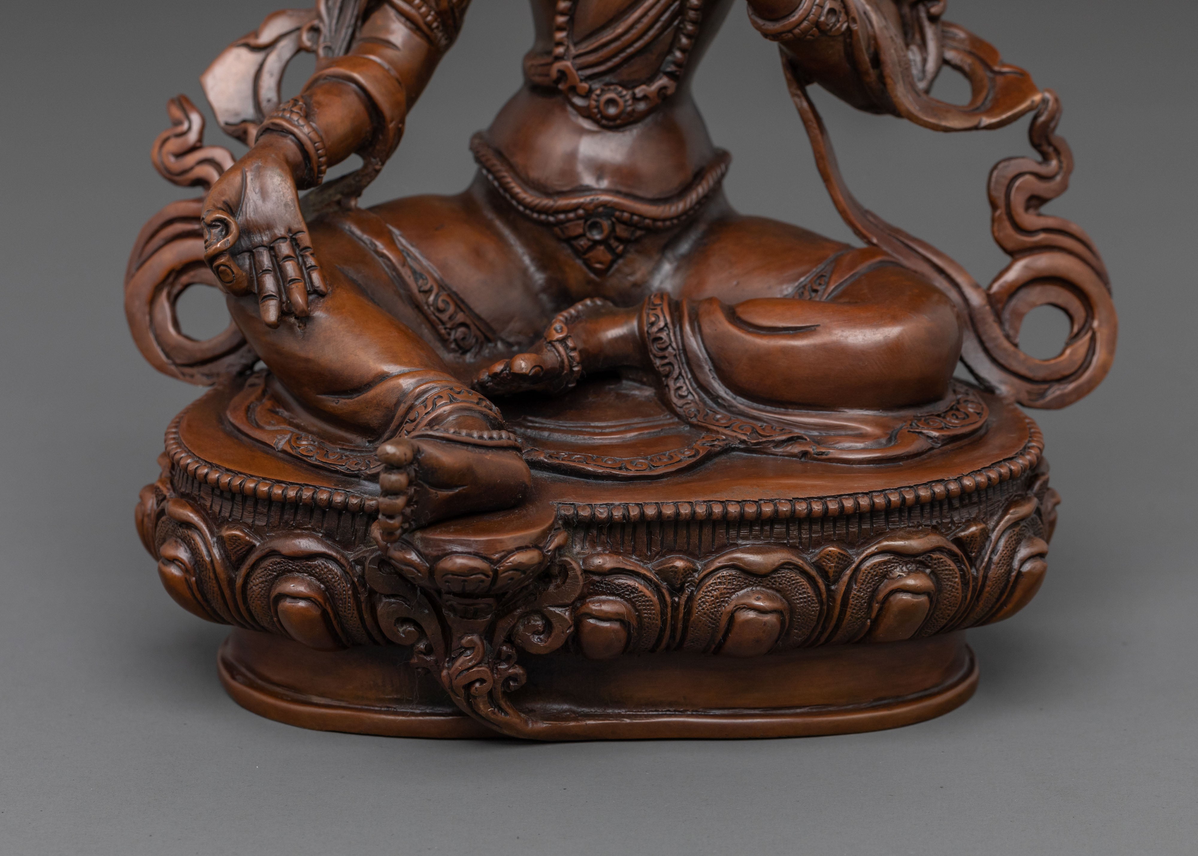 Green Tara Statue: Oxidized Copper Swift Liberation