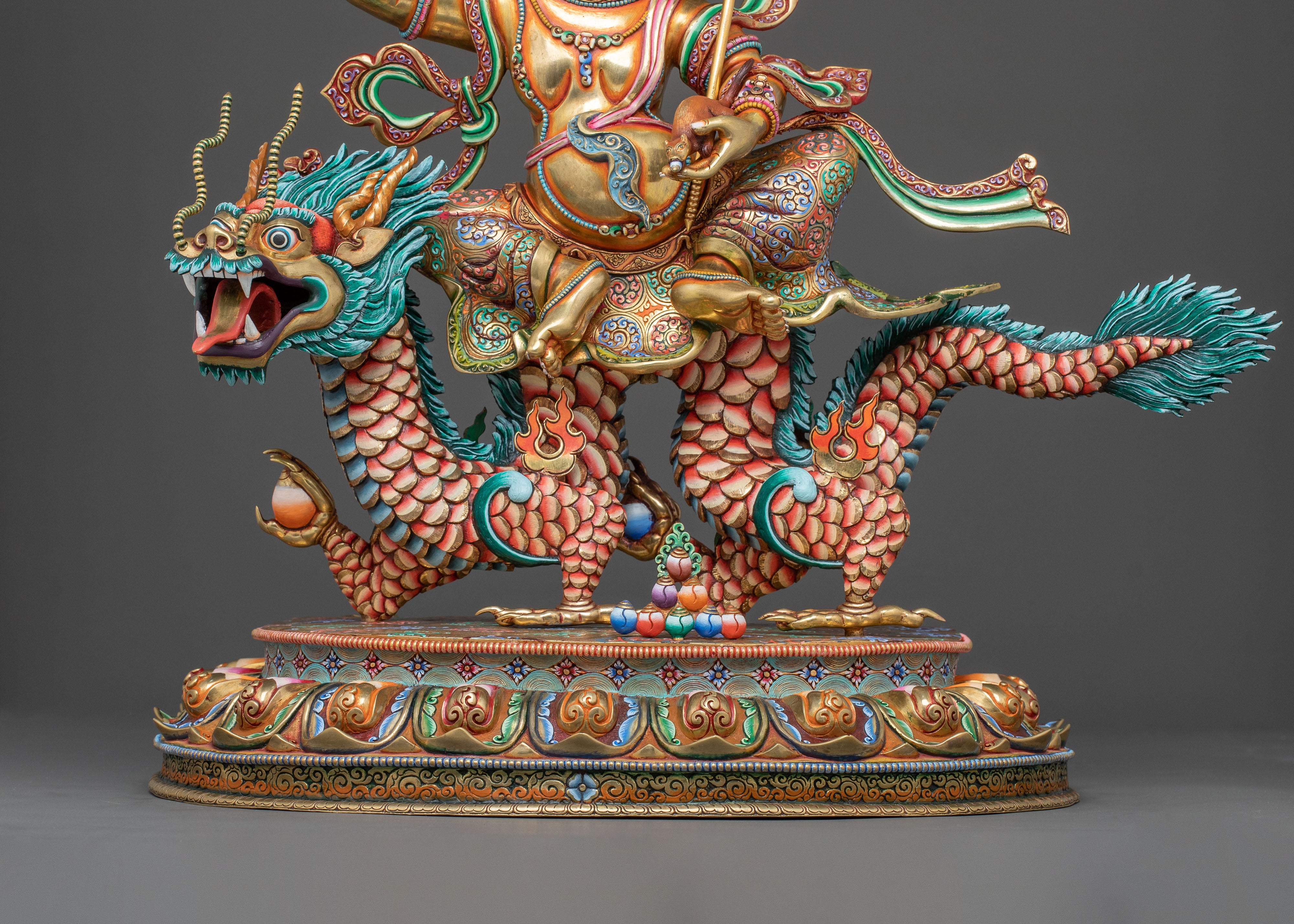 White Dzambhala Prosperity Statue | 24k Gold Glided