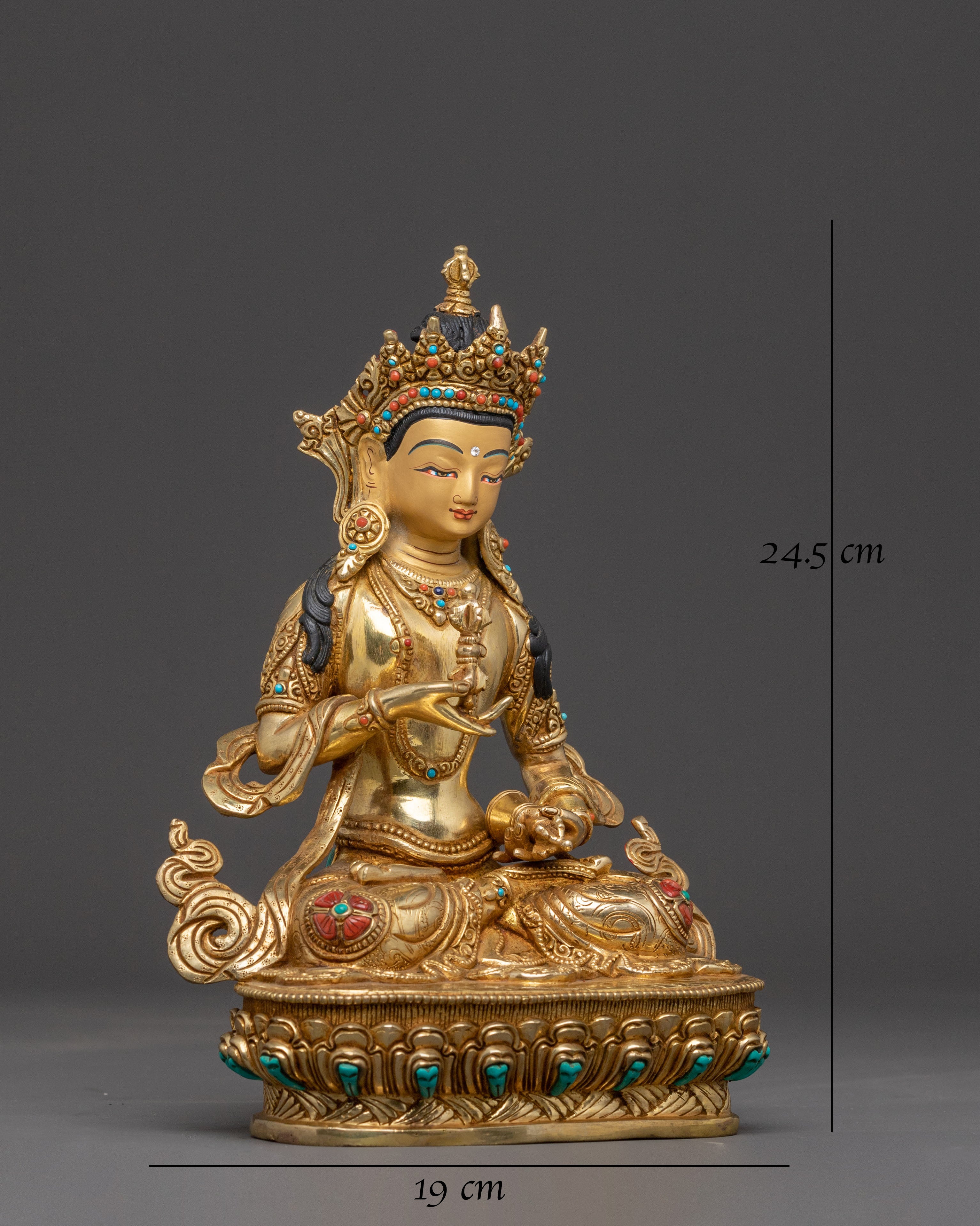Handcrafted Holy Vajrasattva Statue – 24K Gold Gilded Copper