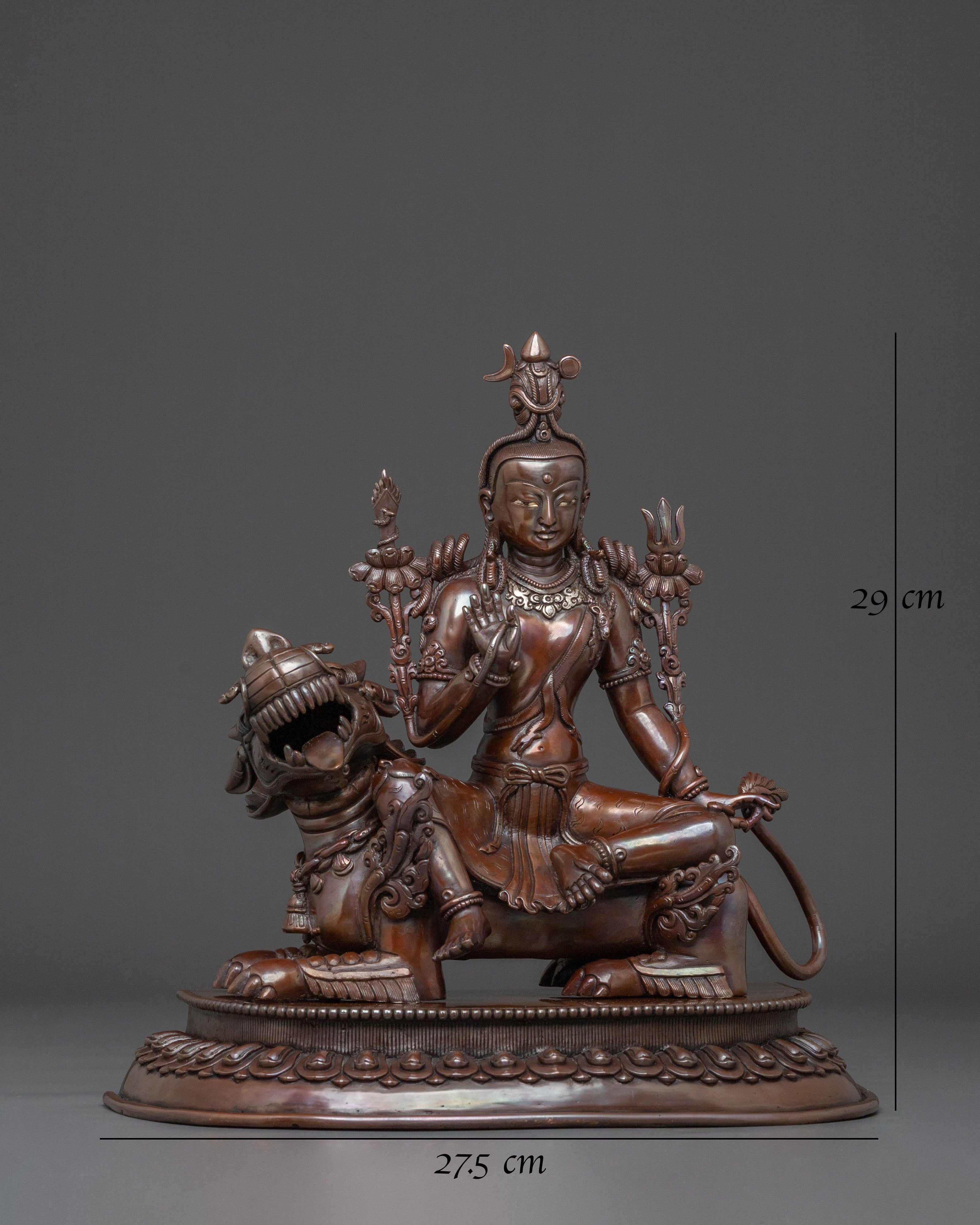Simhanada Avalokiteshvara Statue | Oxidized Copper Body