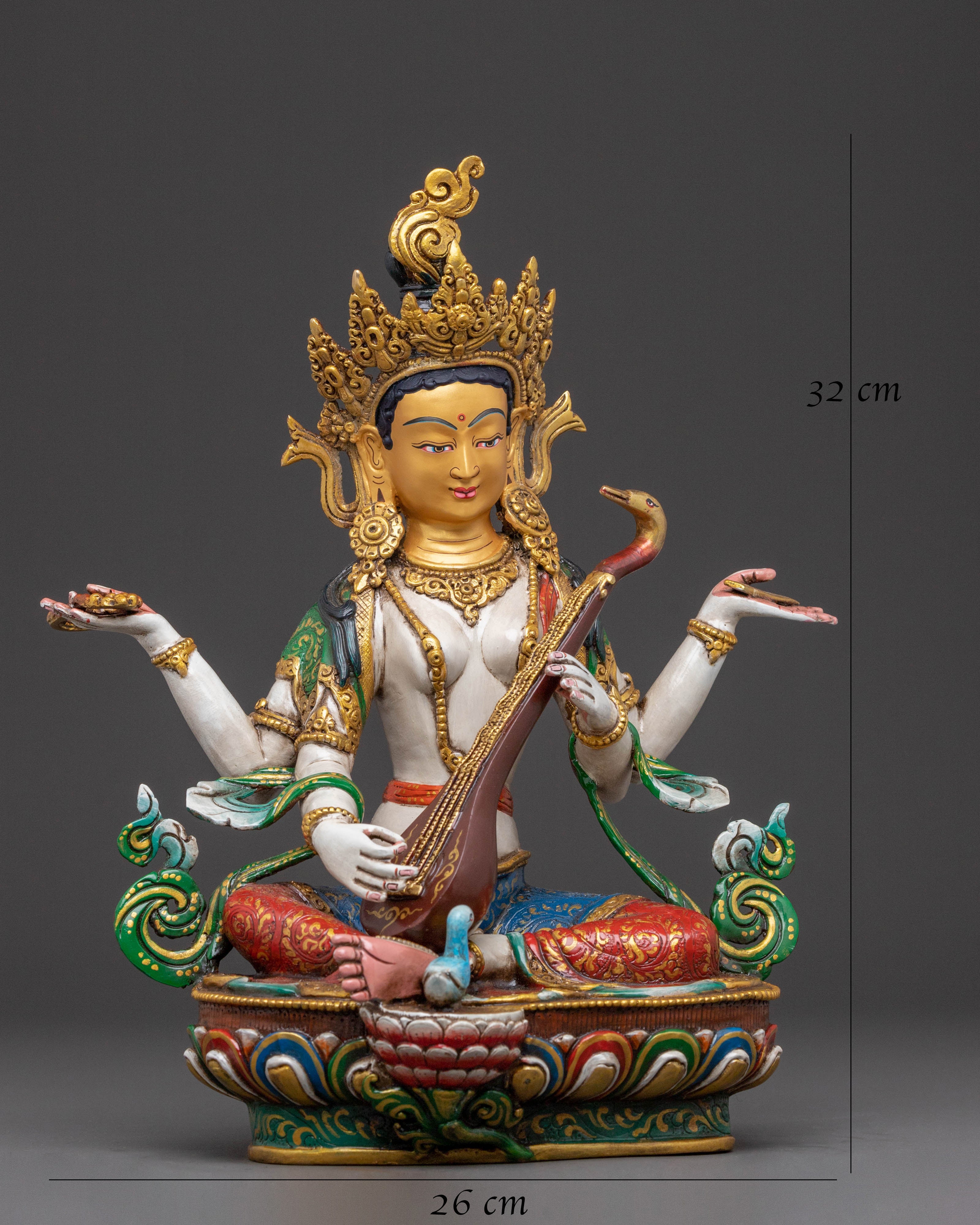 Goddess Saraswati Wisdom Statue | Meditational Decor