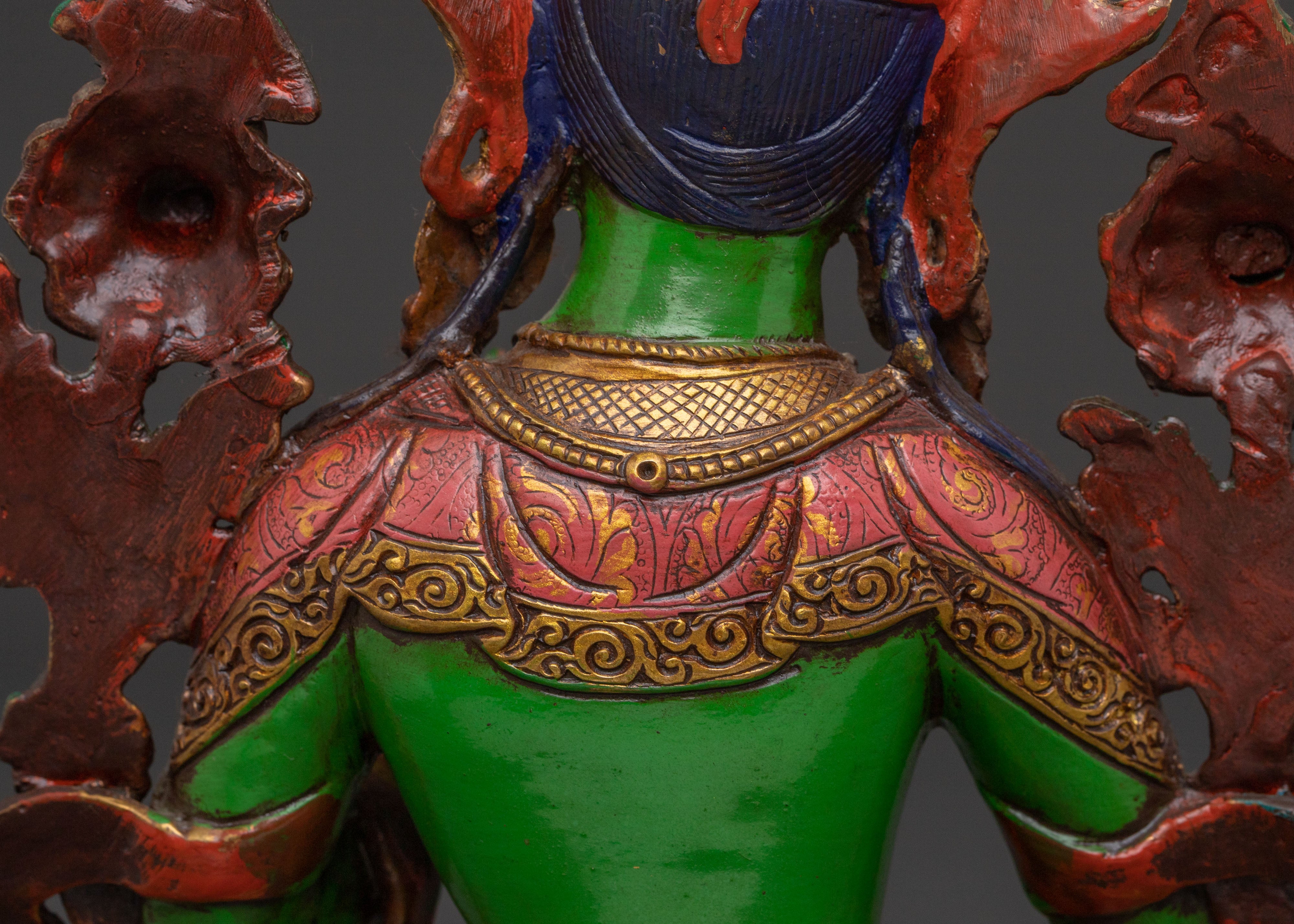 Handcrafted Green Tara Compassion Statue for Altar