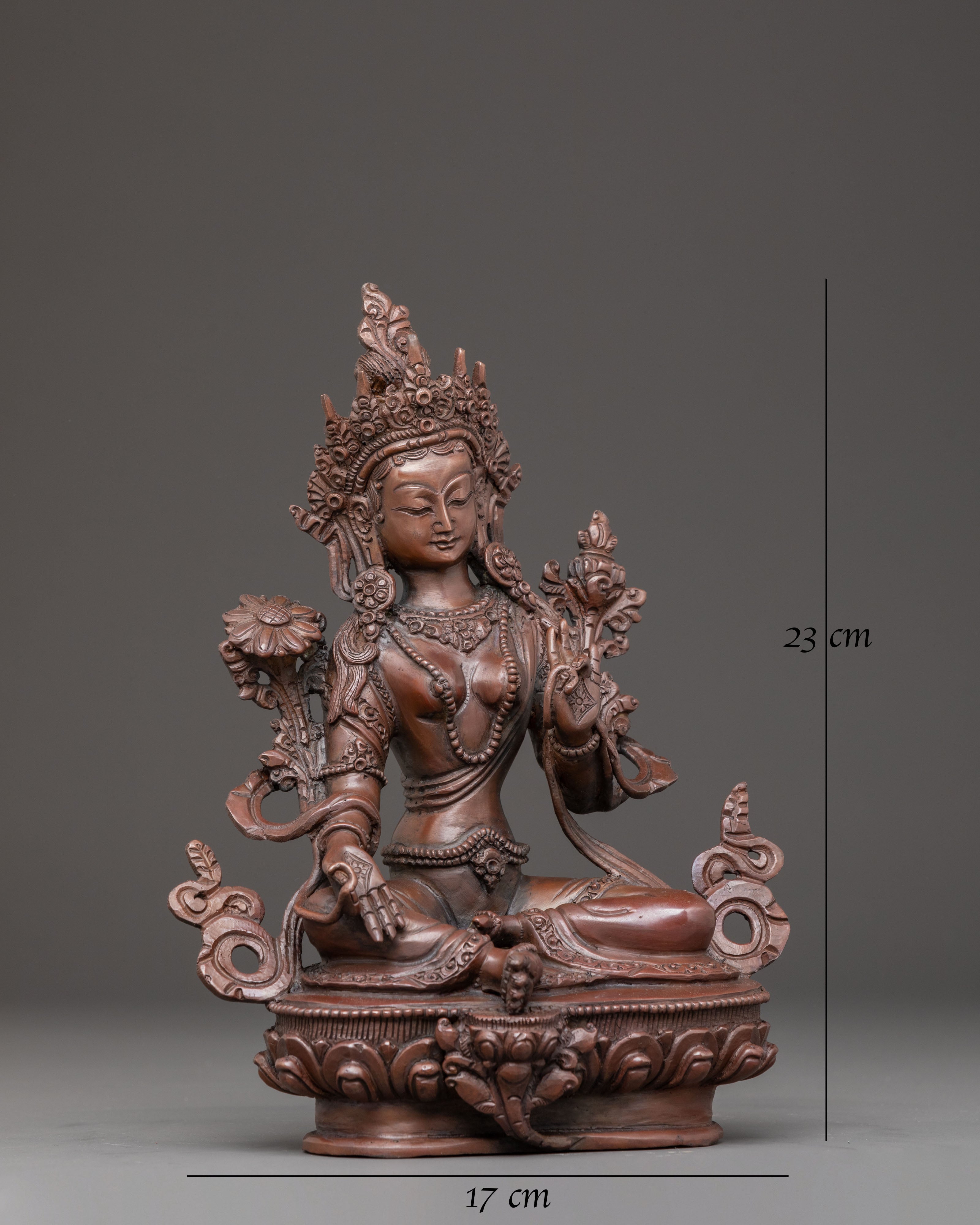 Handmade Green Tara Oxidized Statue