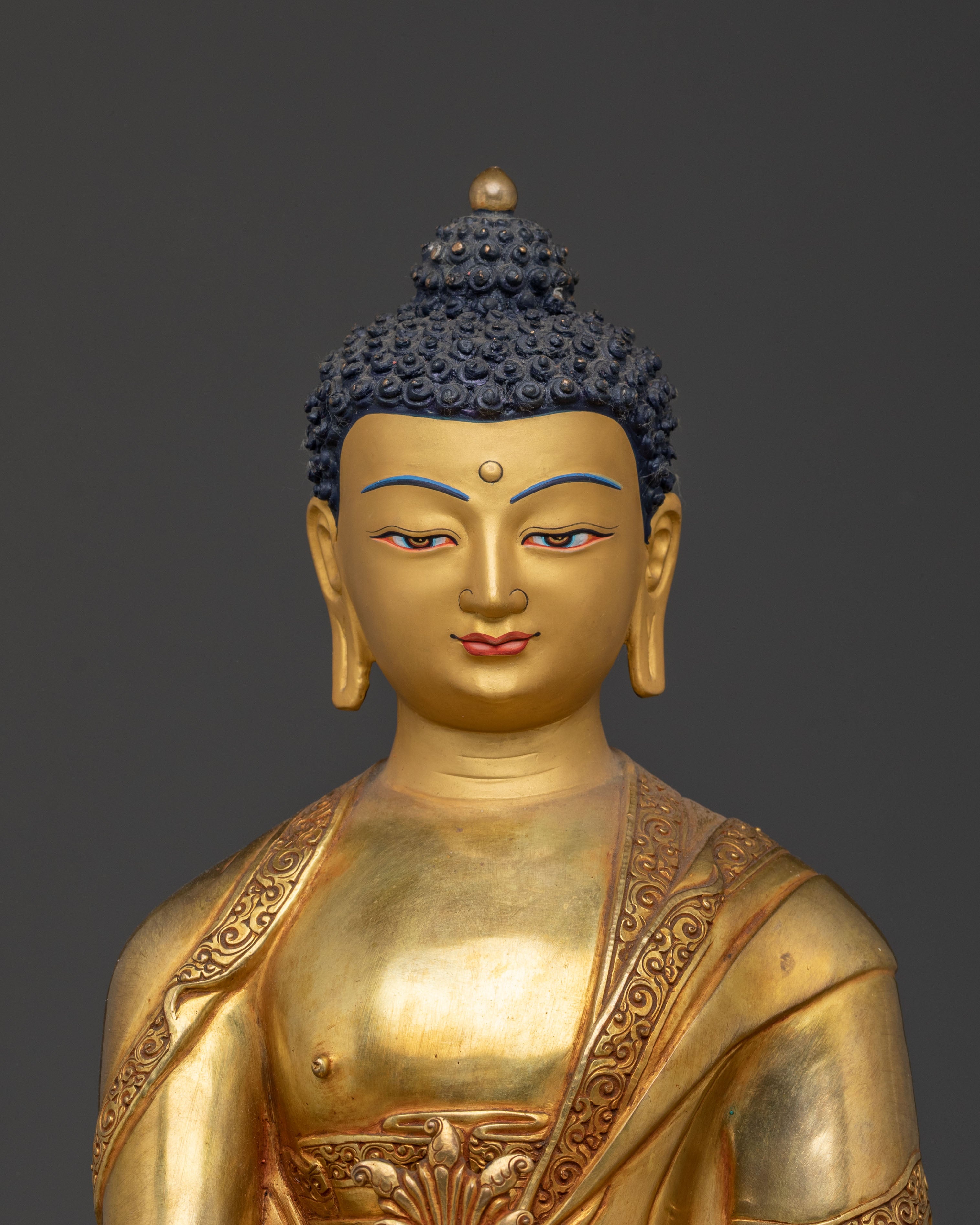 Medicine Buddha: Handcrafted 24K Golden Gilded Statue