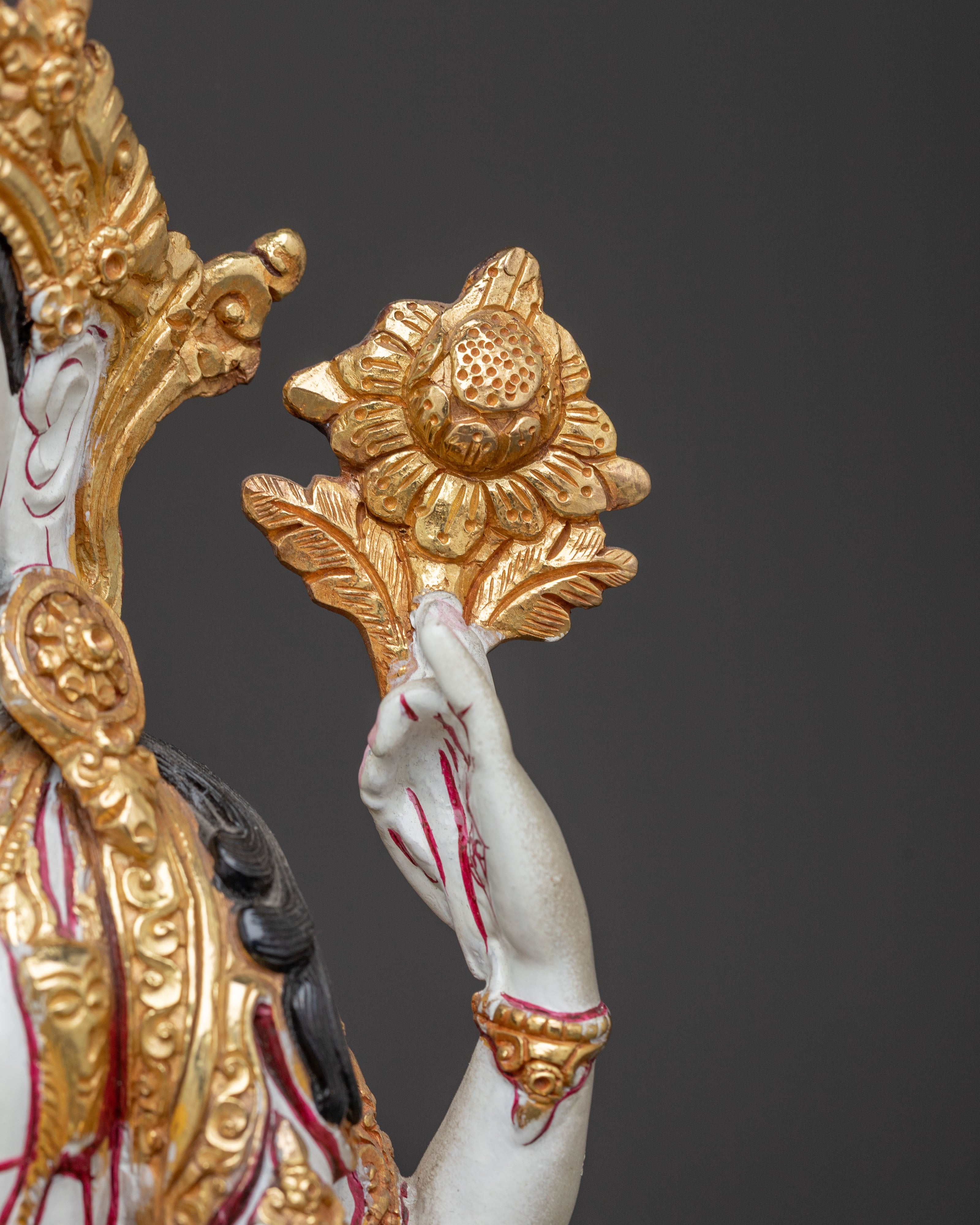 Chenrezig Bodhisattva Golden Statue | Handcrafted Nepalese Copper Sculpture