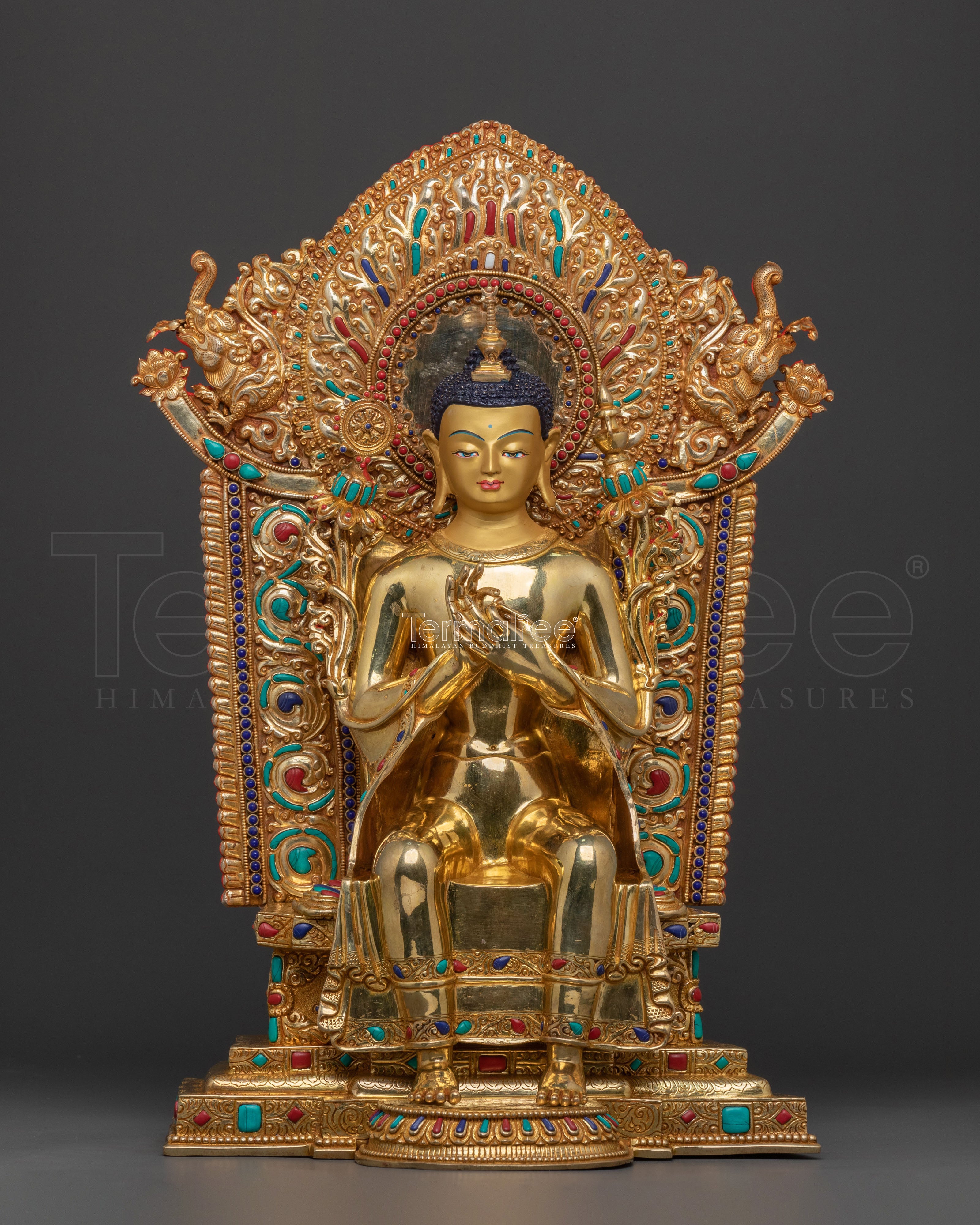 Maitreya Buddha Altar Statue | 24K Gold Gilded Icon