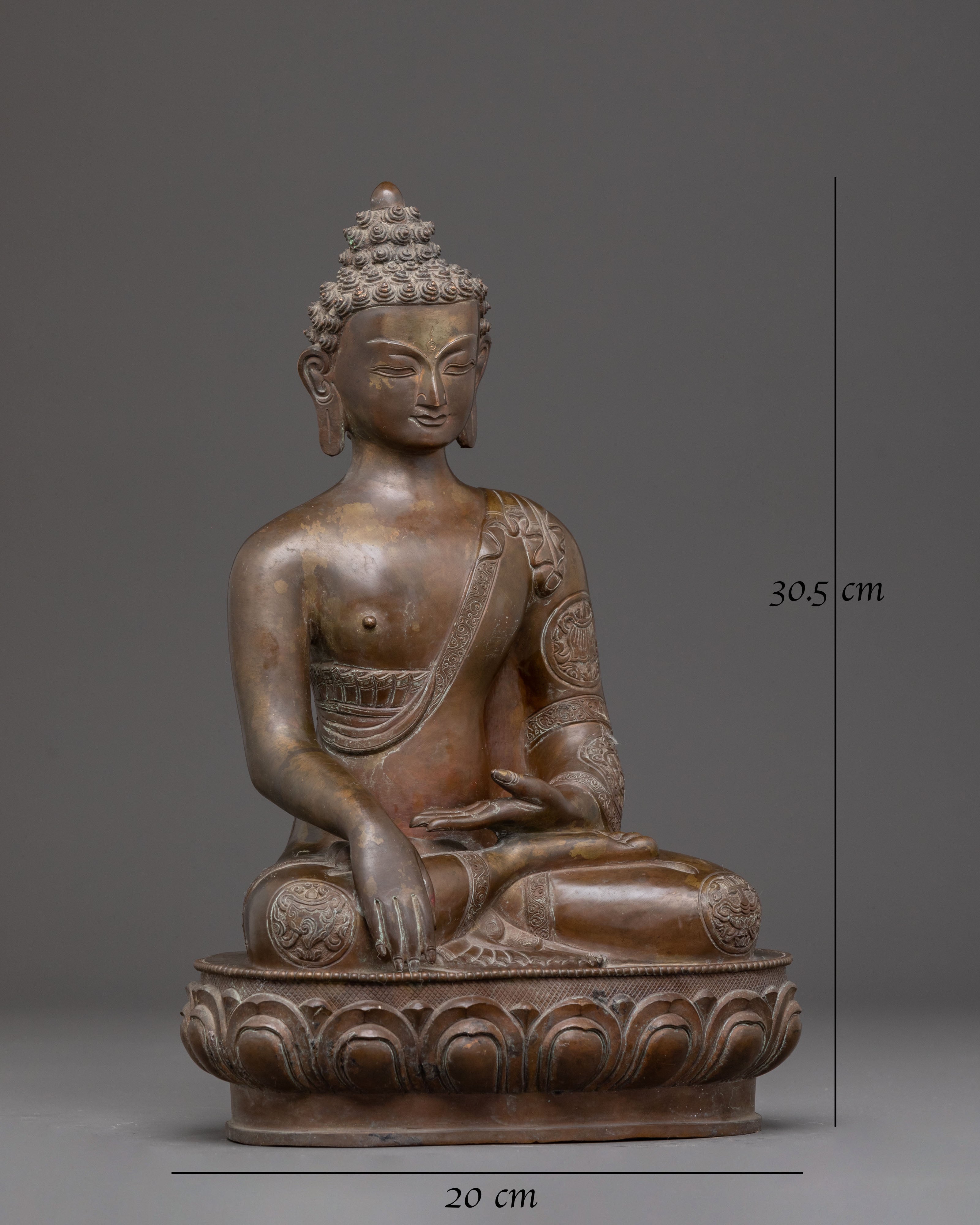 Teacher of Dharma Oxidized Buddha Shakyamuni Statue – Antique Copper