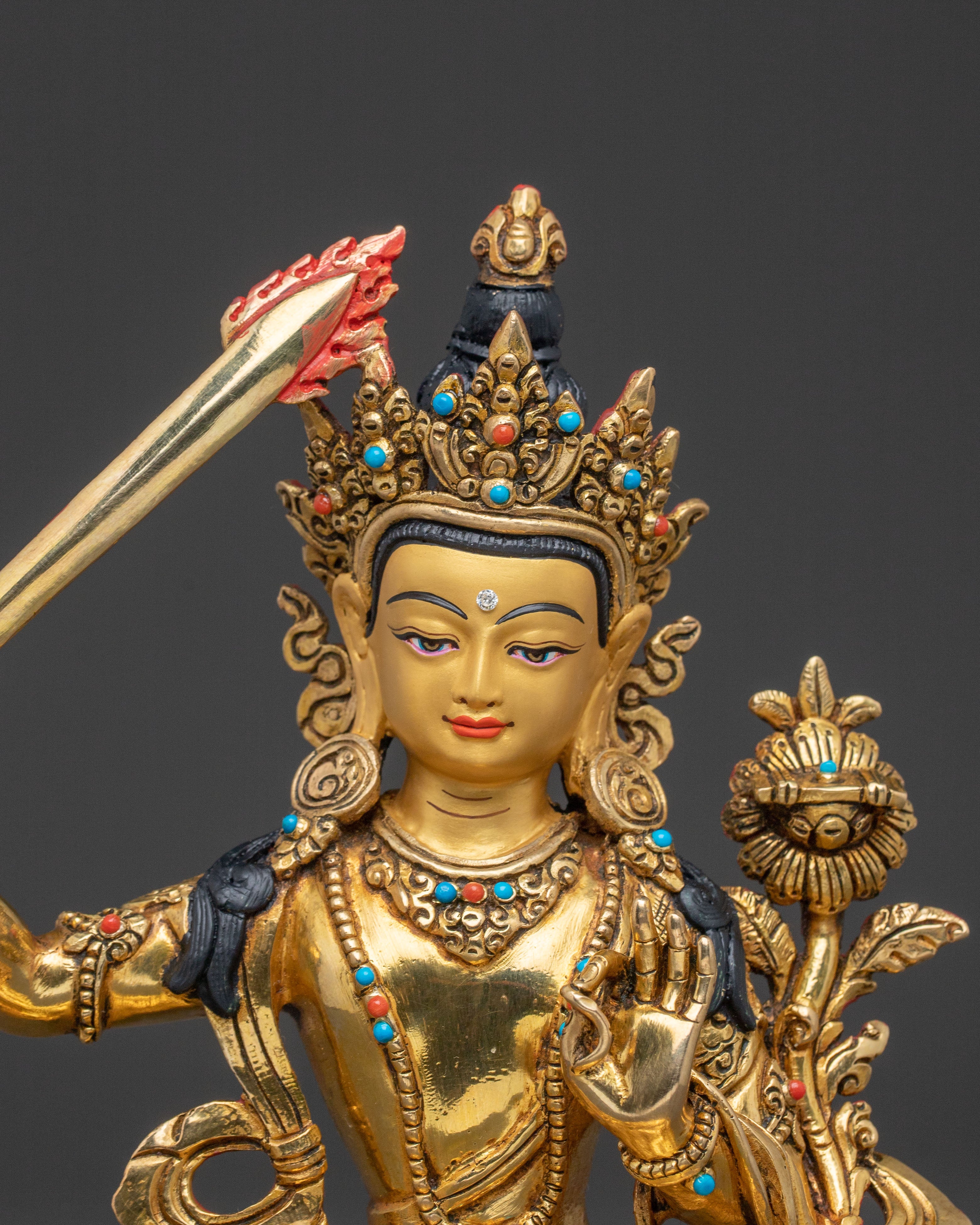 Manjushri 24K Gold Gilded Wisdom Statue