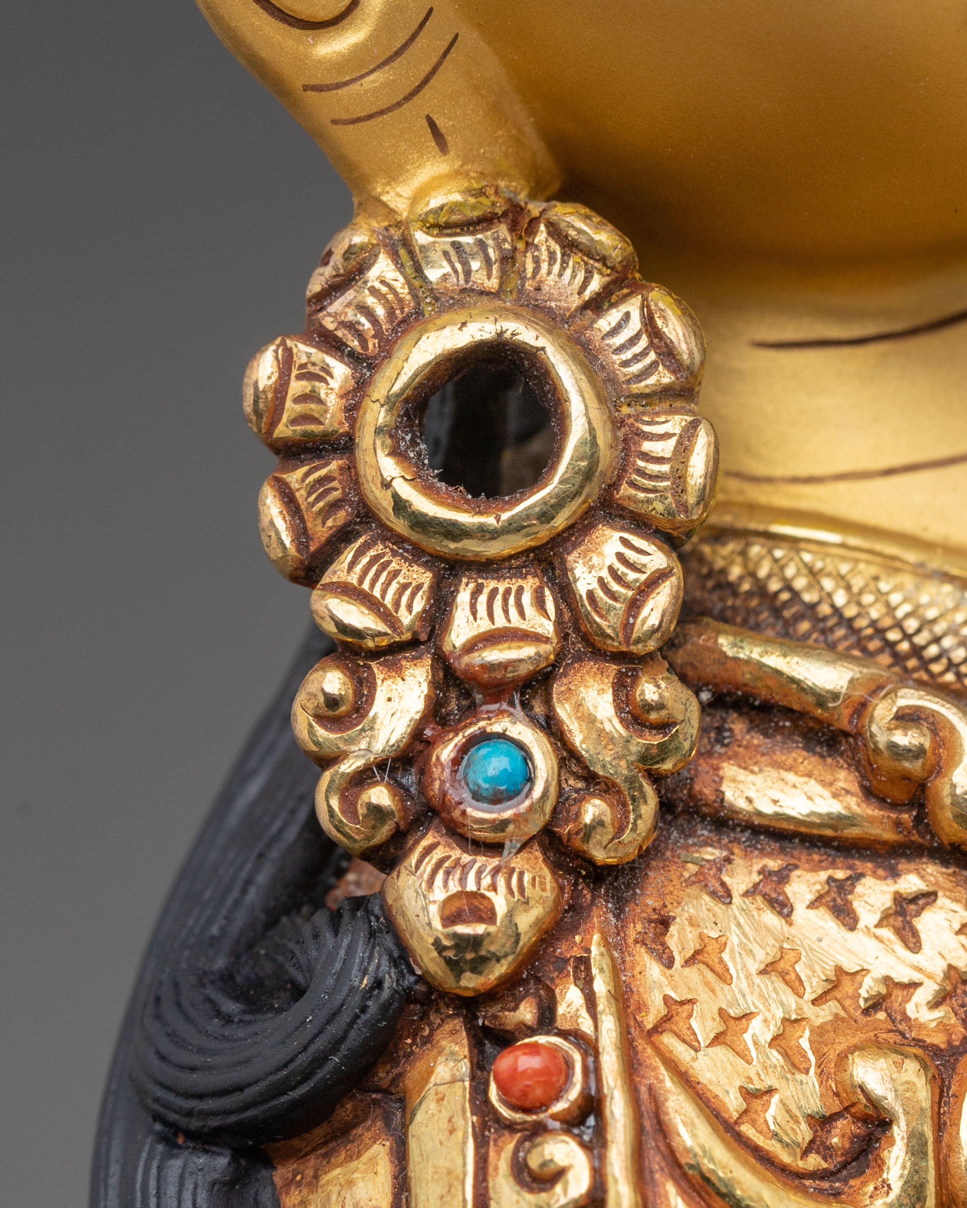 Padmasambhava Sculpture | 24K Gold Gilded Figurine