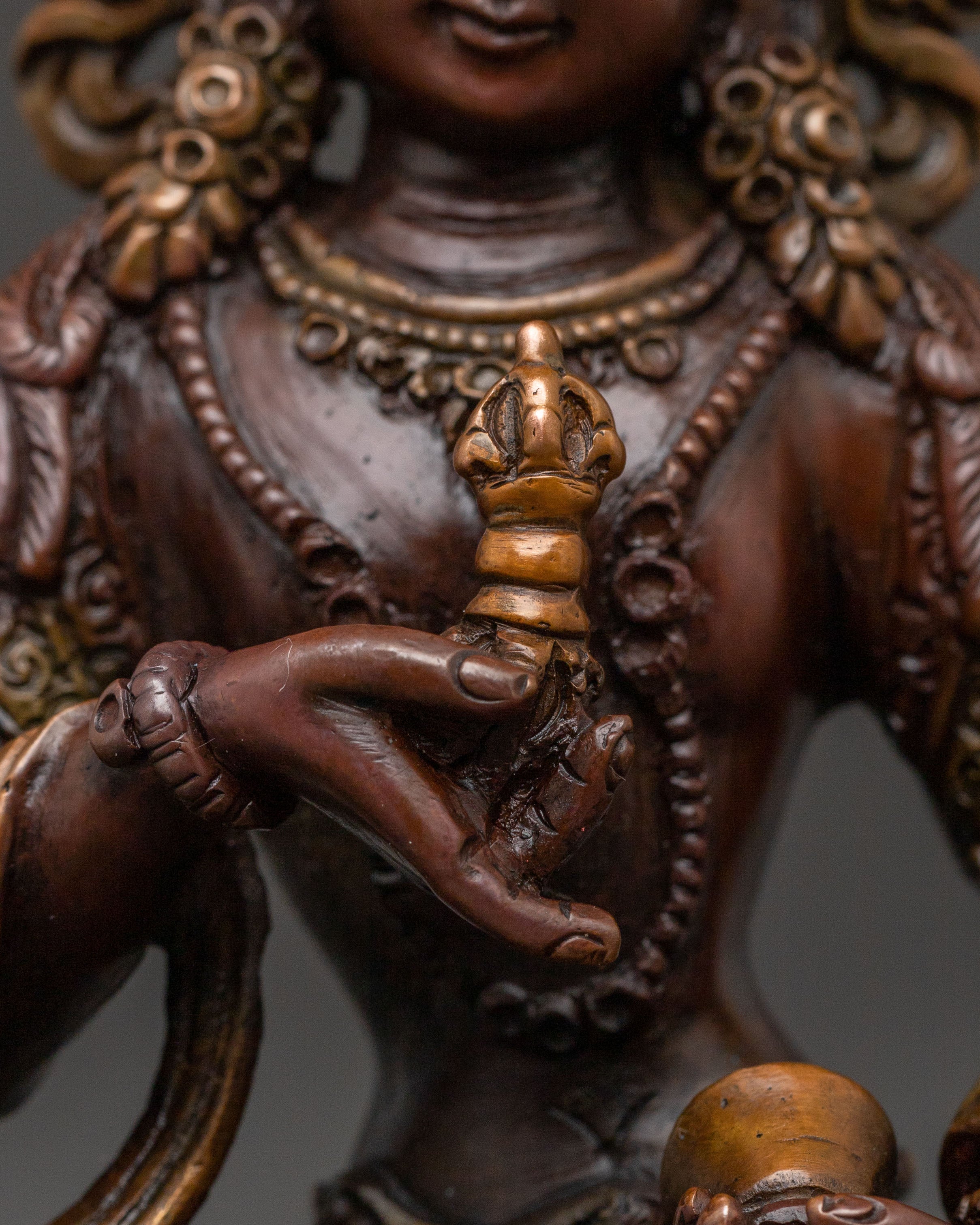 Green Tara Healing Protection Statue - Oxidized Copper Sculpture