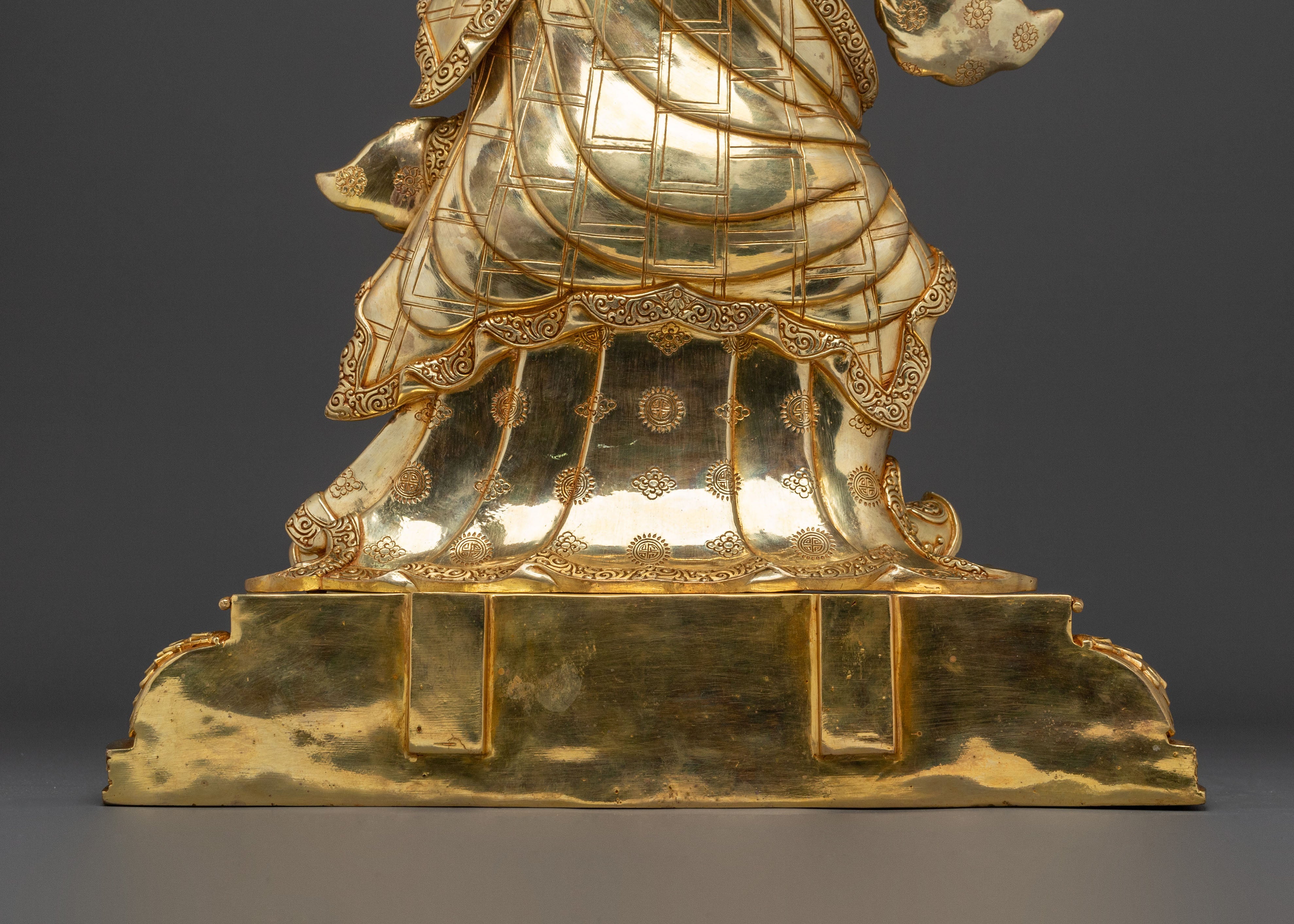 Standing Guru Rinpoche Sacred Sculpture | 24K Gold Gilded