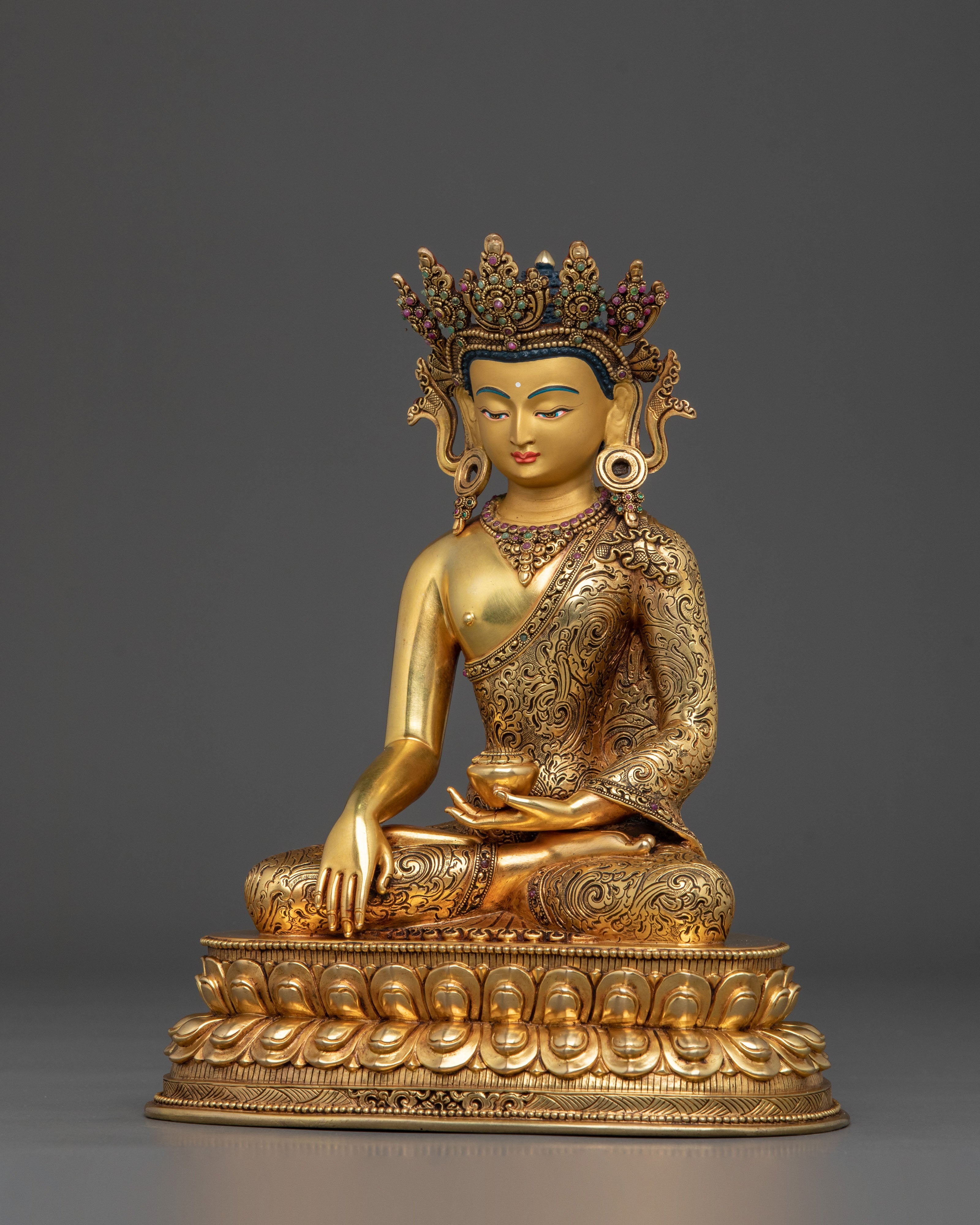 Handmade Crown Shakyamuni Buddha Statue