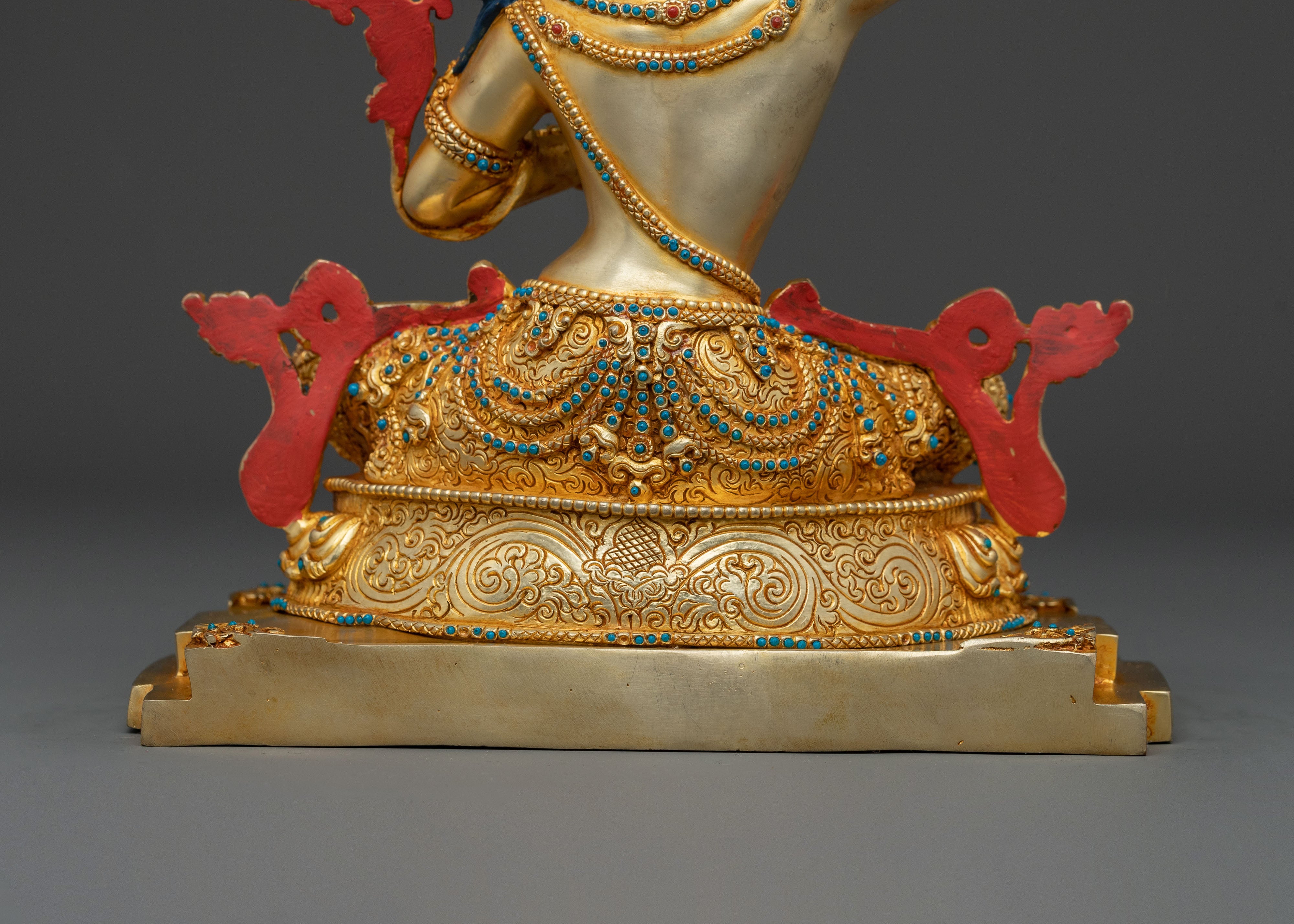 Manjushri Idol: 24K Gold Gilded Sacred Figurine