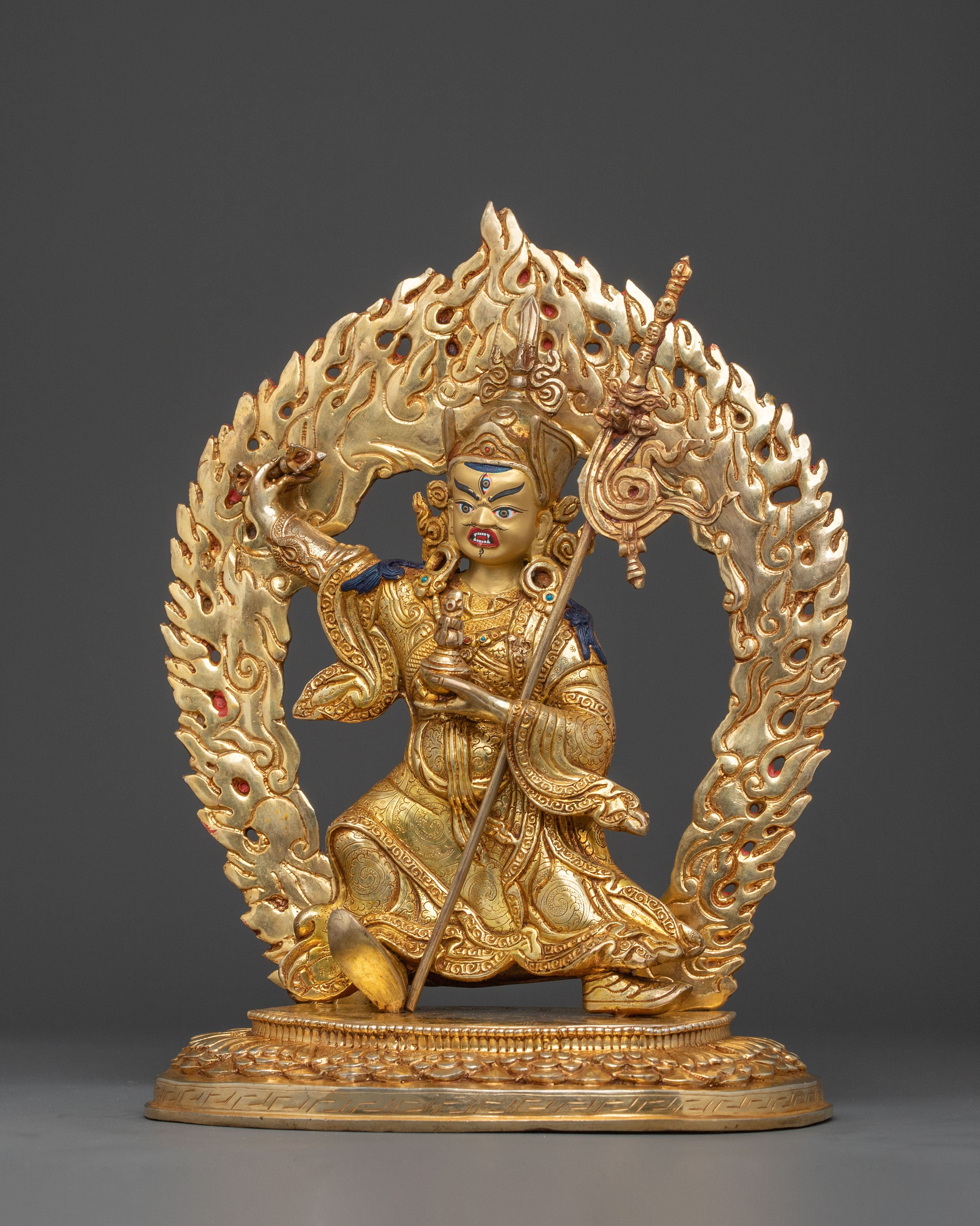 Dancing Guru Rinpoche Spiritual Sculpture | Handmade Tibetan Artwork
