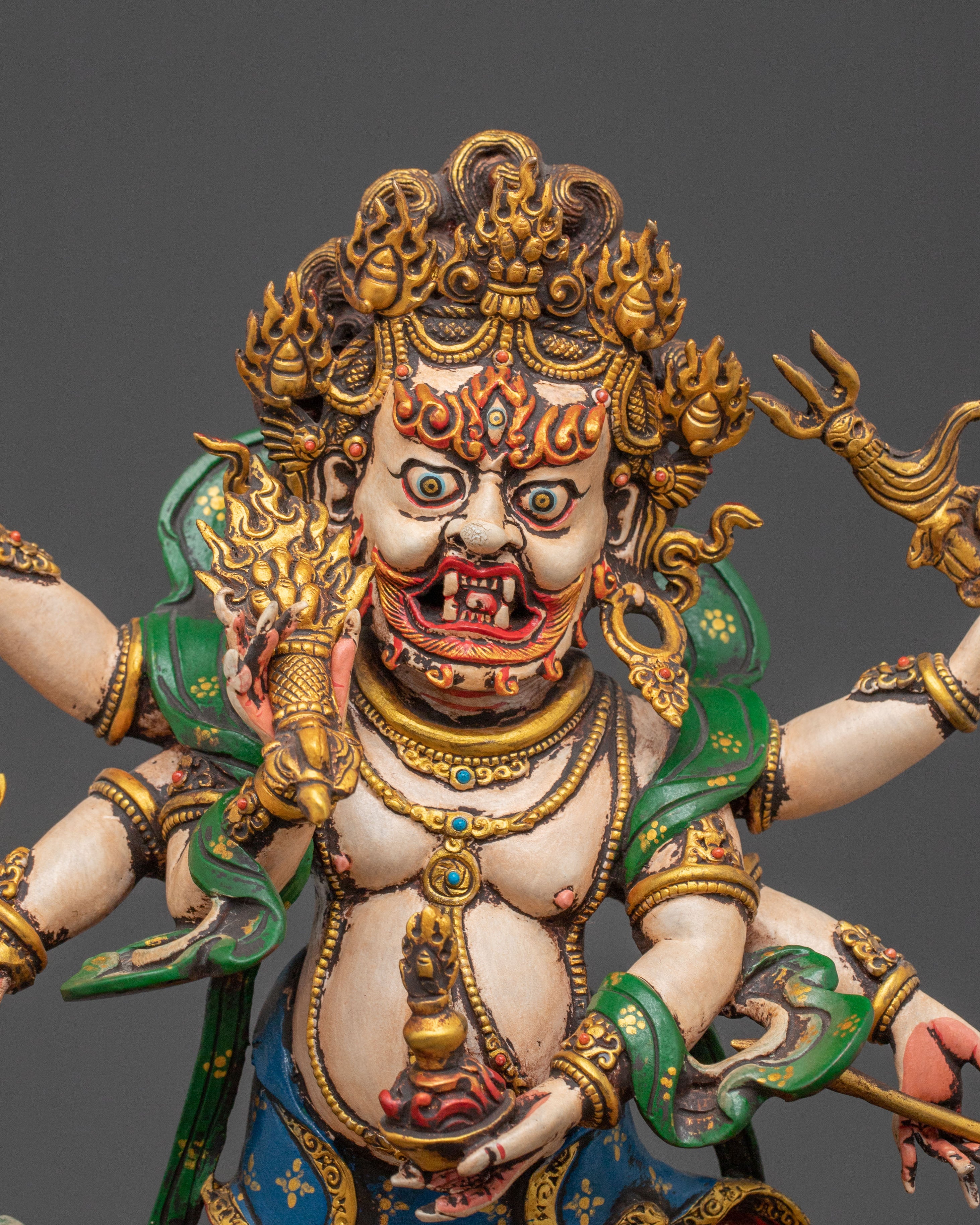 White Mahakala Buddhist Guardian | Handcrafted Statue