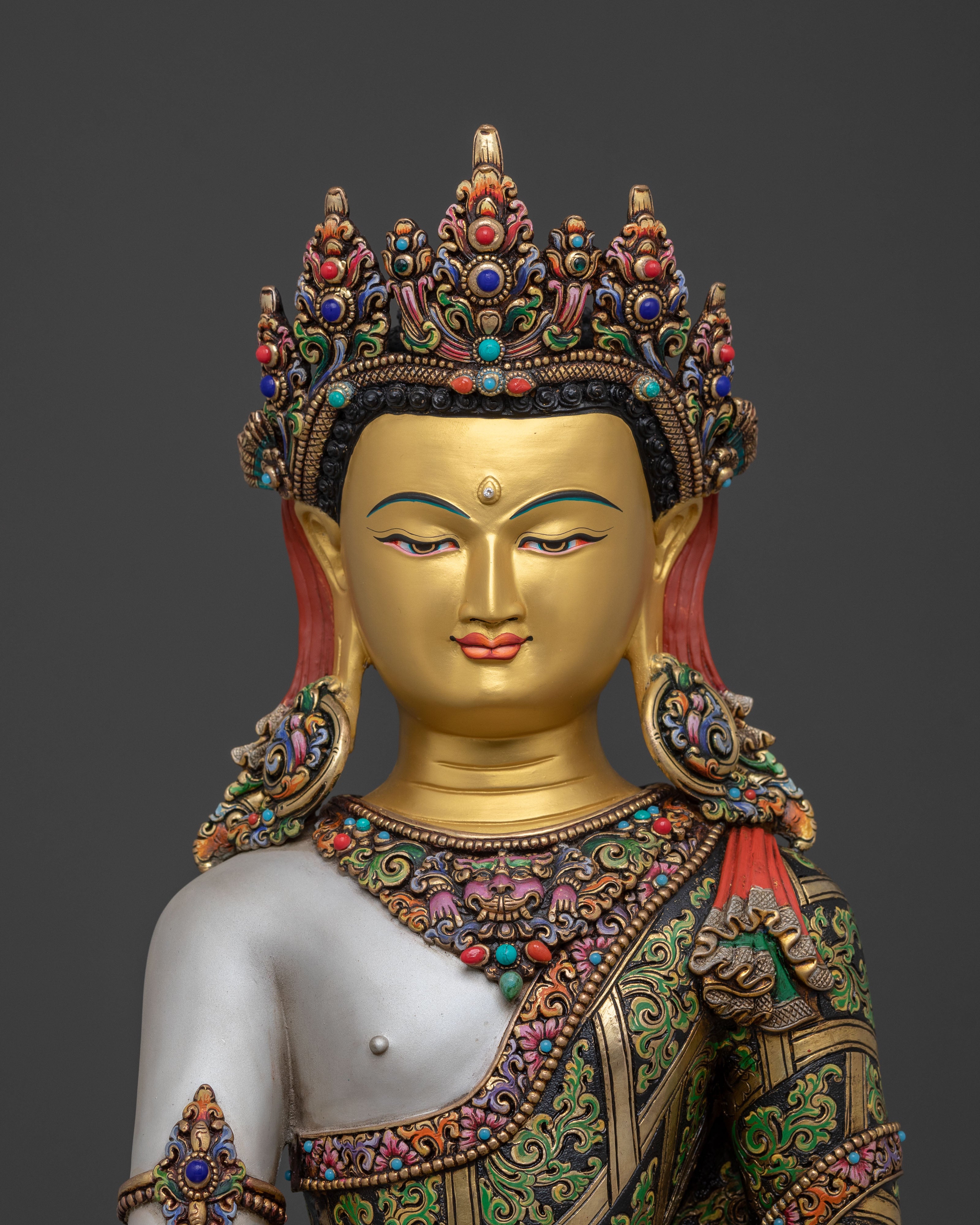 Crown Shakyamuni Buddha Royal Statue | Altar Decor