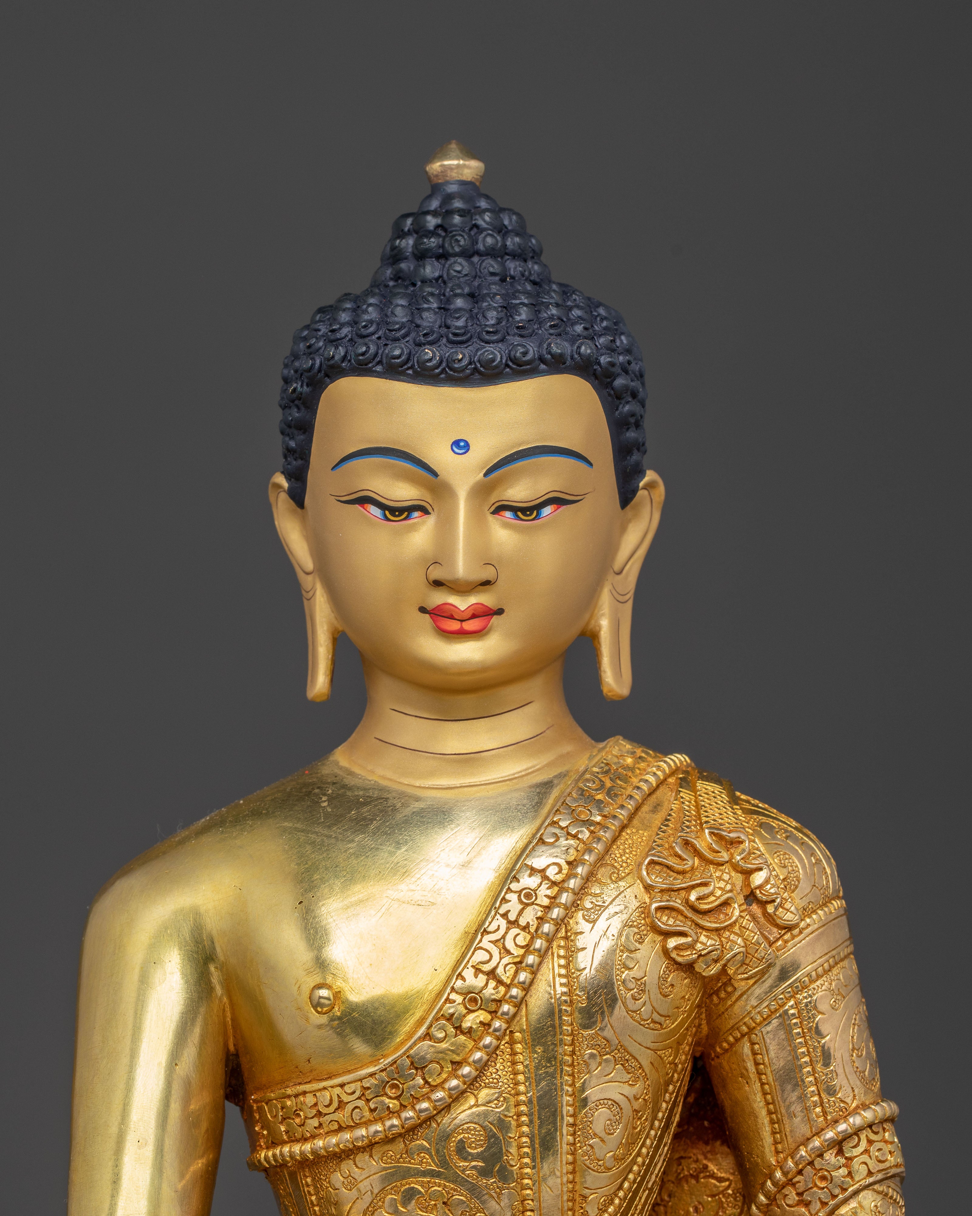 Radiant Tibetan Shakyamuni Buddha Handcrafted Statue