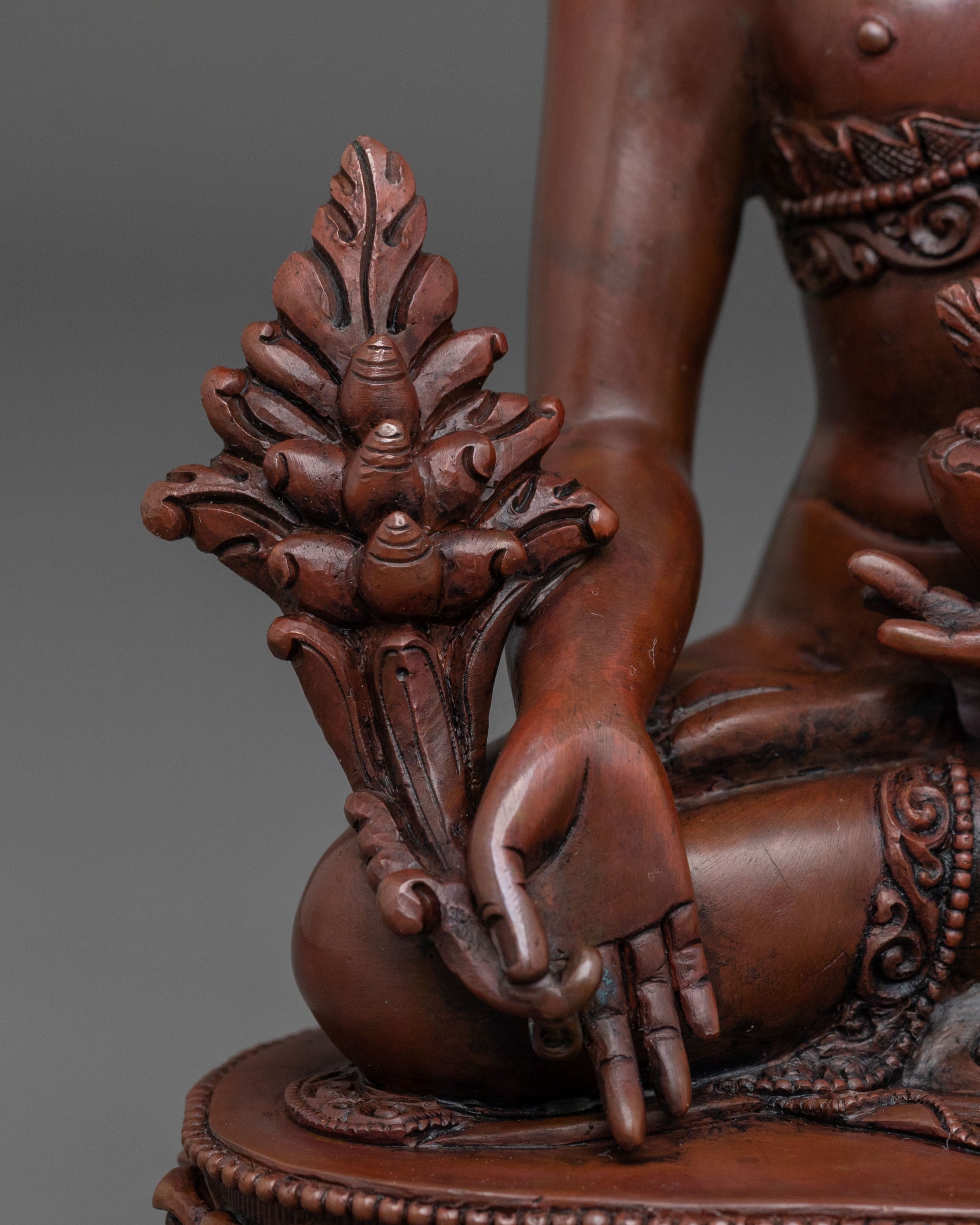 Medicine Buddha Figurine of Spiritual Healing | Oxidized Copper Art