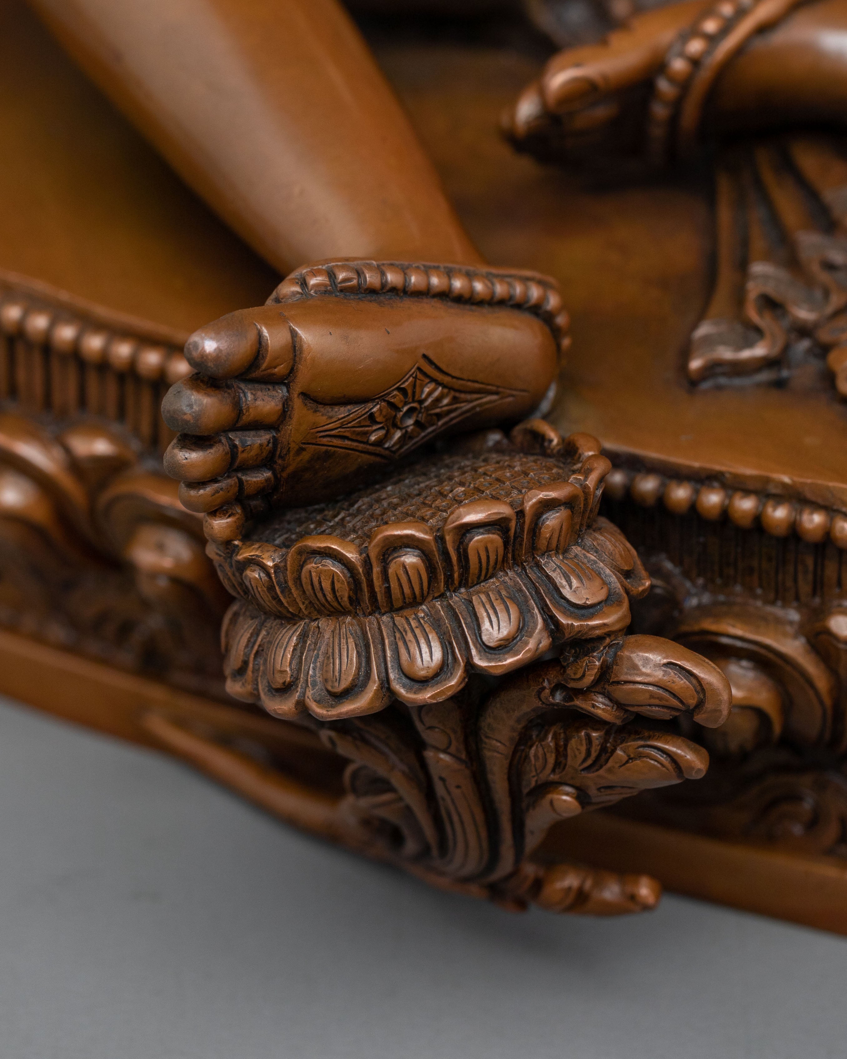 Green Tara Sculpture of Sacred Protection: Oxidized Copper Art