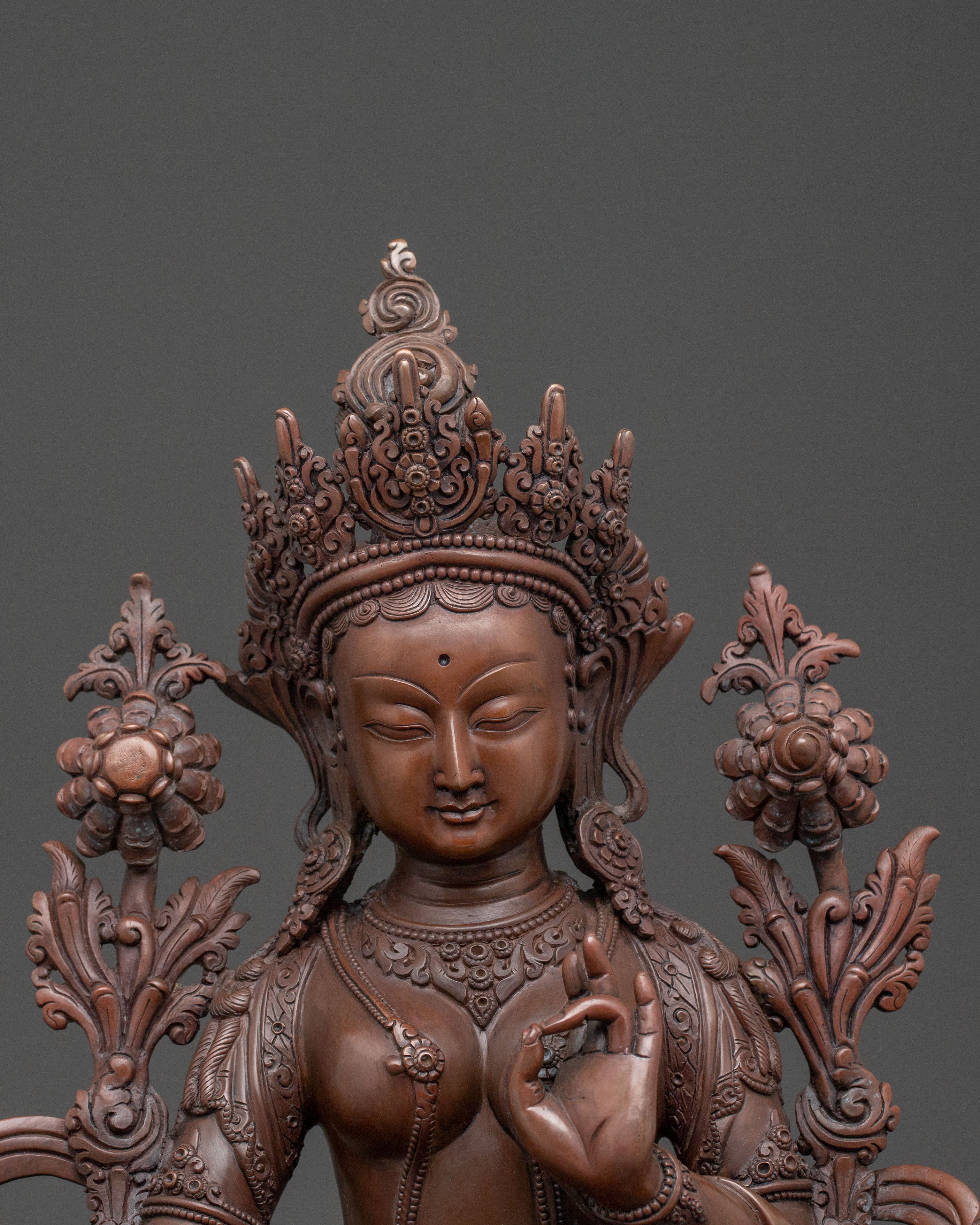 Handcrafted Copper Statue of Green Tara